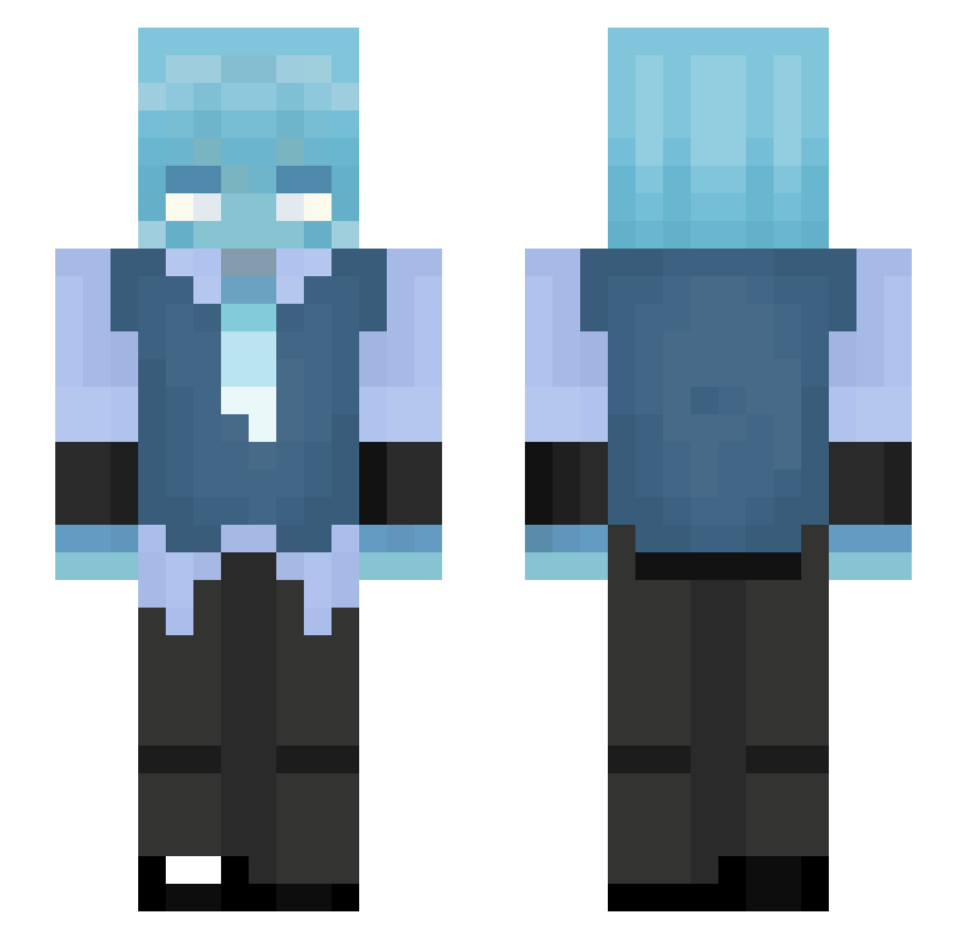 Lightnvoid Minecraft skin, front and back view