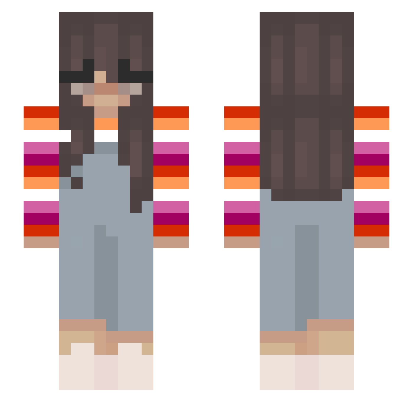 tsantsa Minecraft skin, front and back view