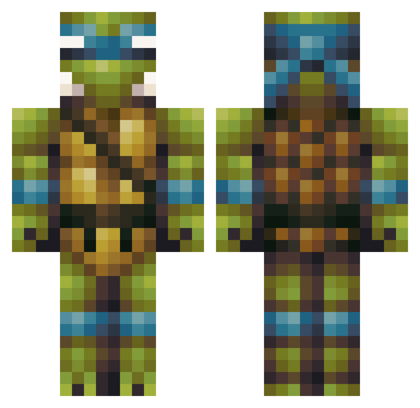 Cornii Minecraft skin, front and back view