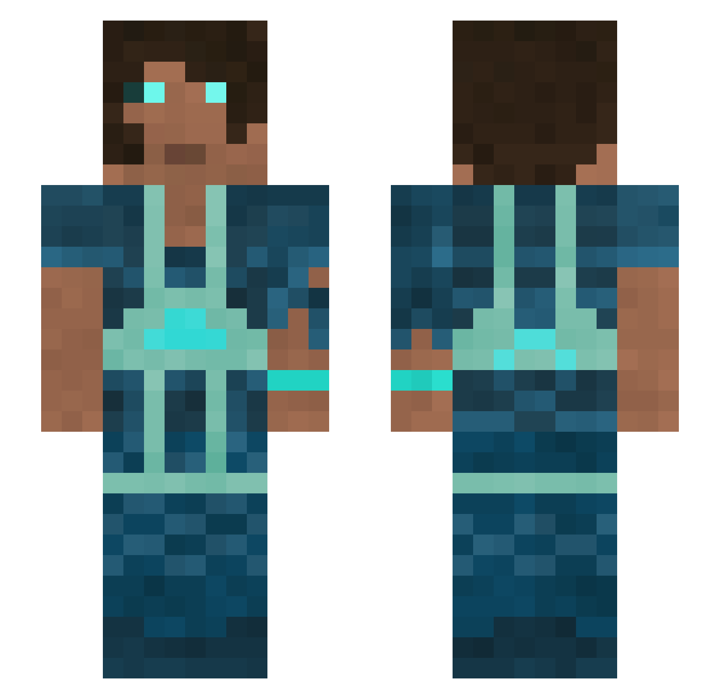 Gnosis Minecraft skin, front and back view