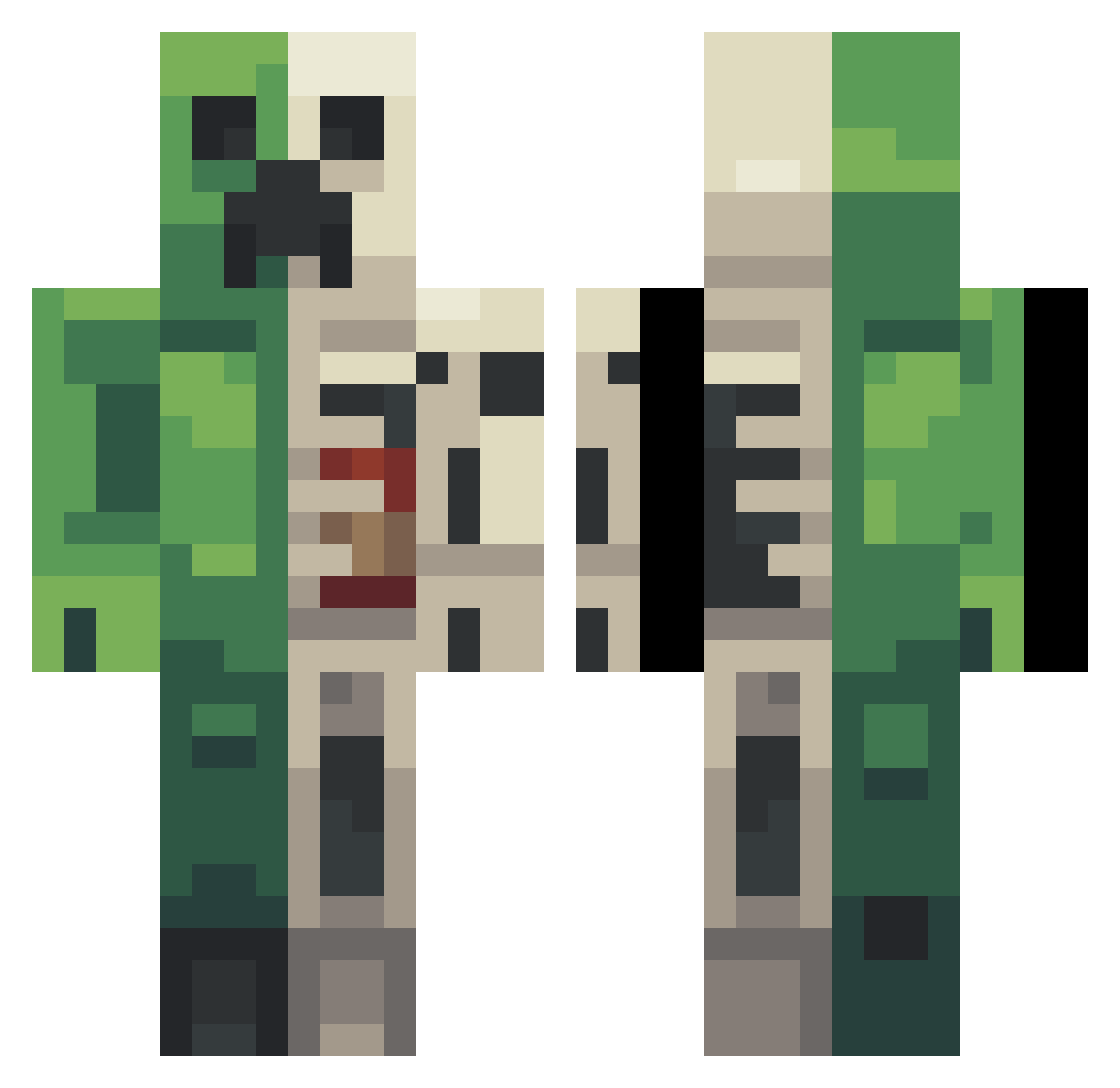 izuraka Minecraft skin, front and back view