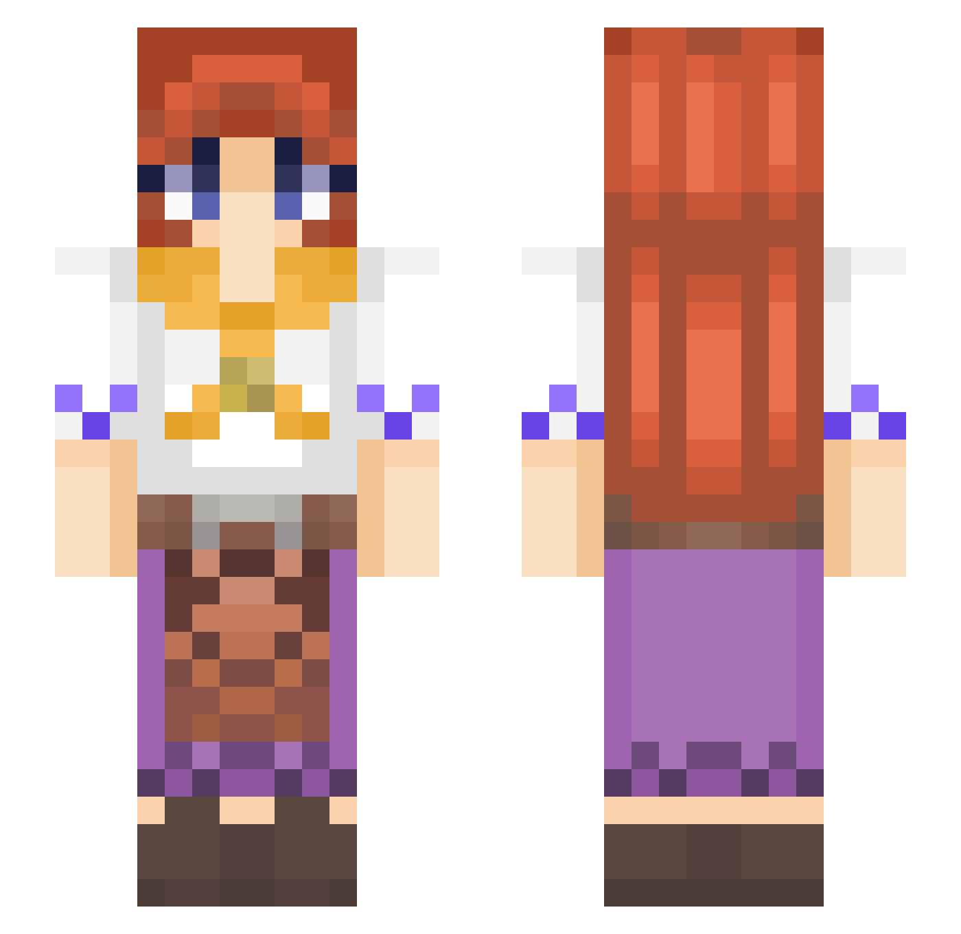 Voxelia Minecraft skin, front and back view