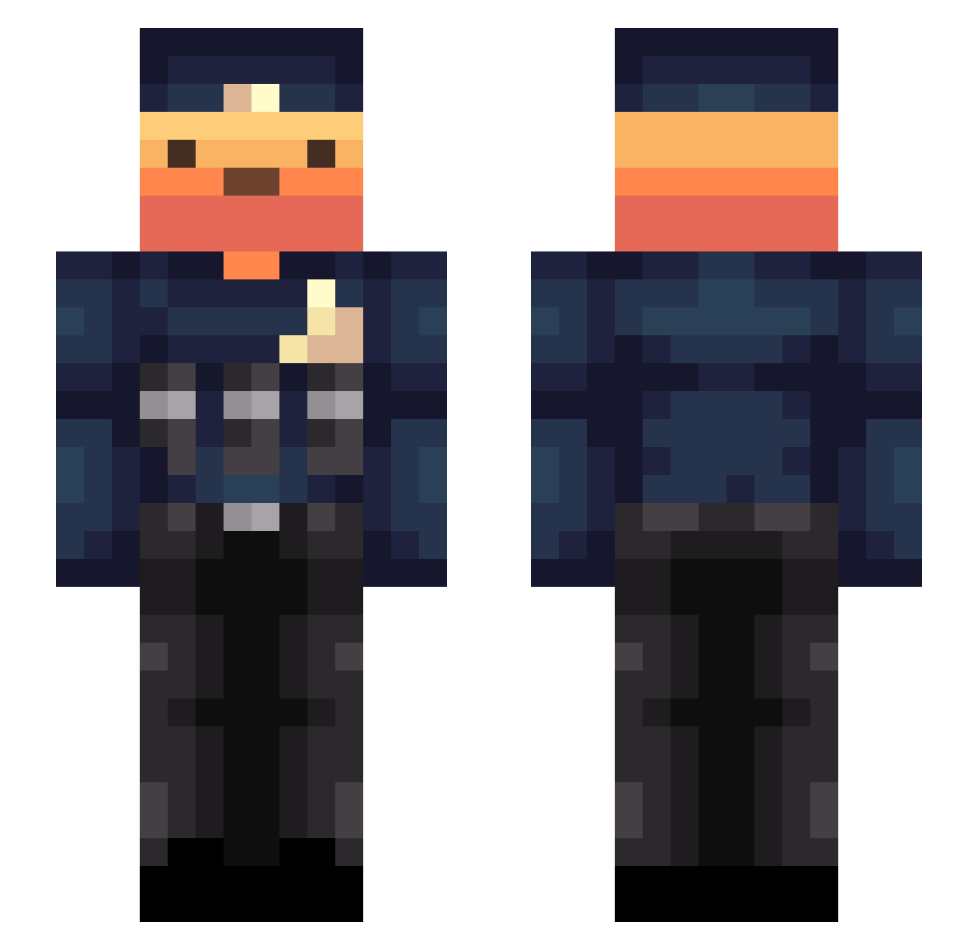 AliciaK Minecraft skin, front and back view