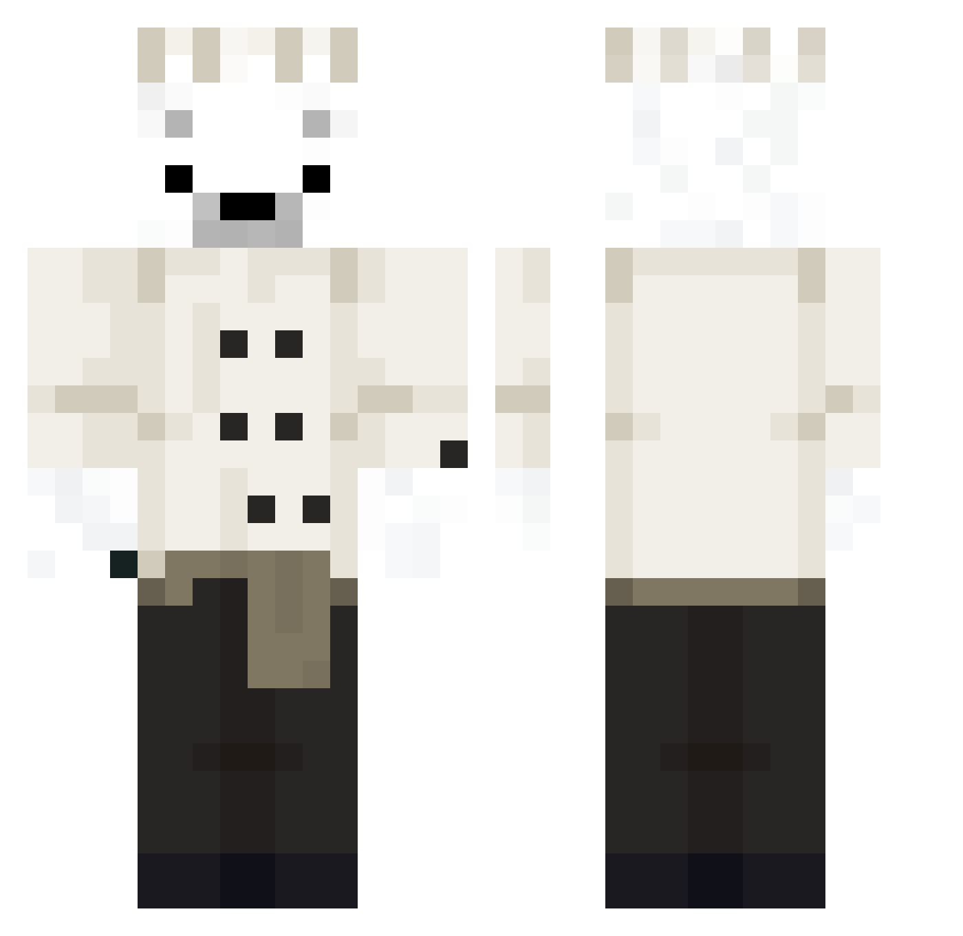 ColaThePolarBear Minecraft skin, front and back view