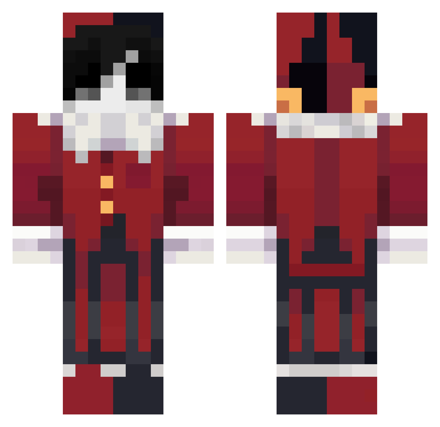 Backstarshadow Minecraft skin, front and back view