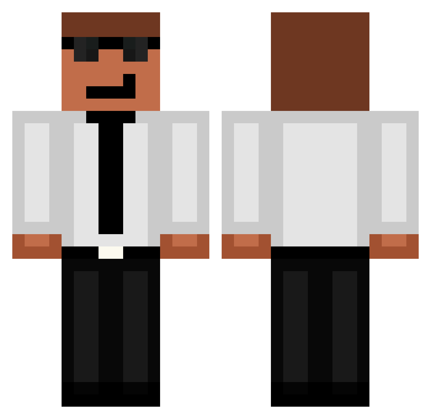 Pristus Minecraft skin, front and back view