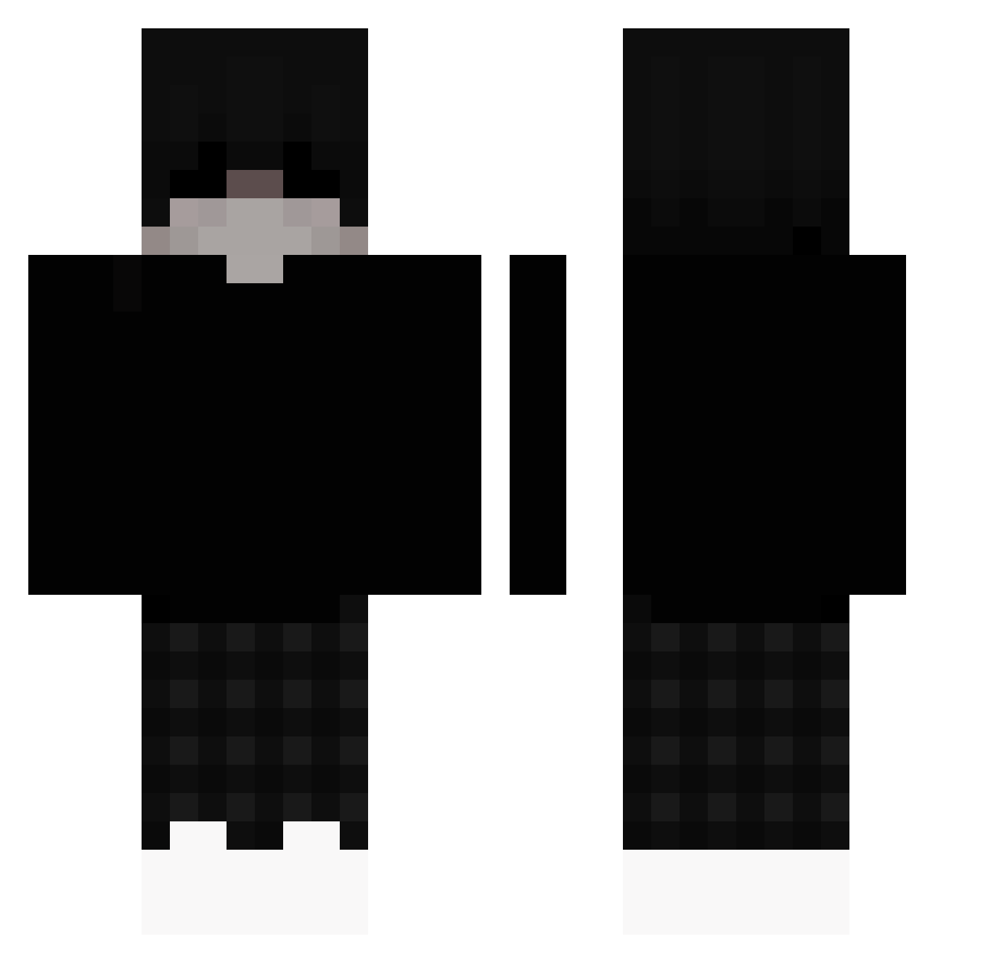 Plugword Minecraft skin, front and back view