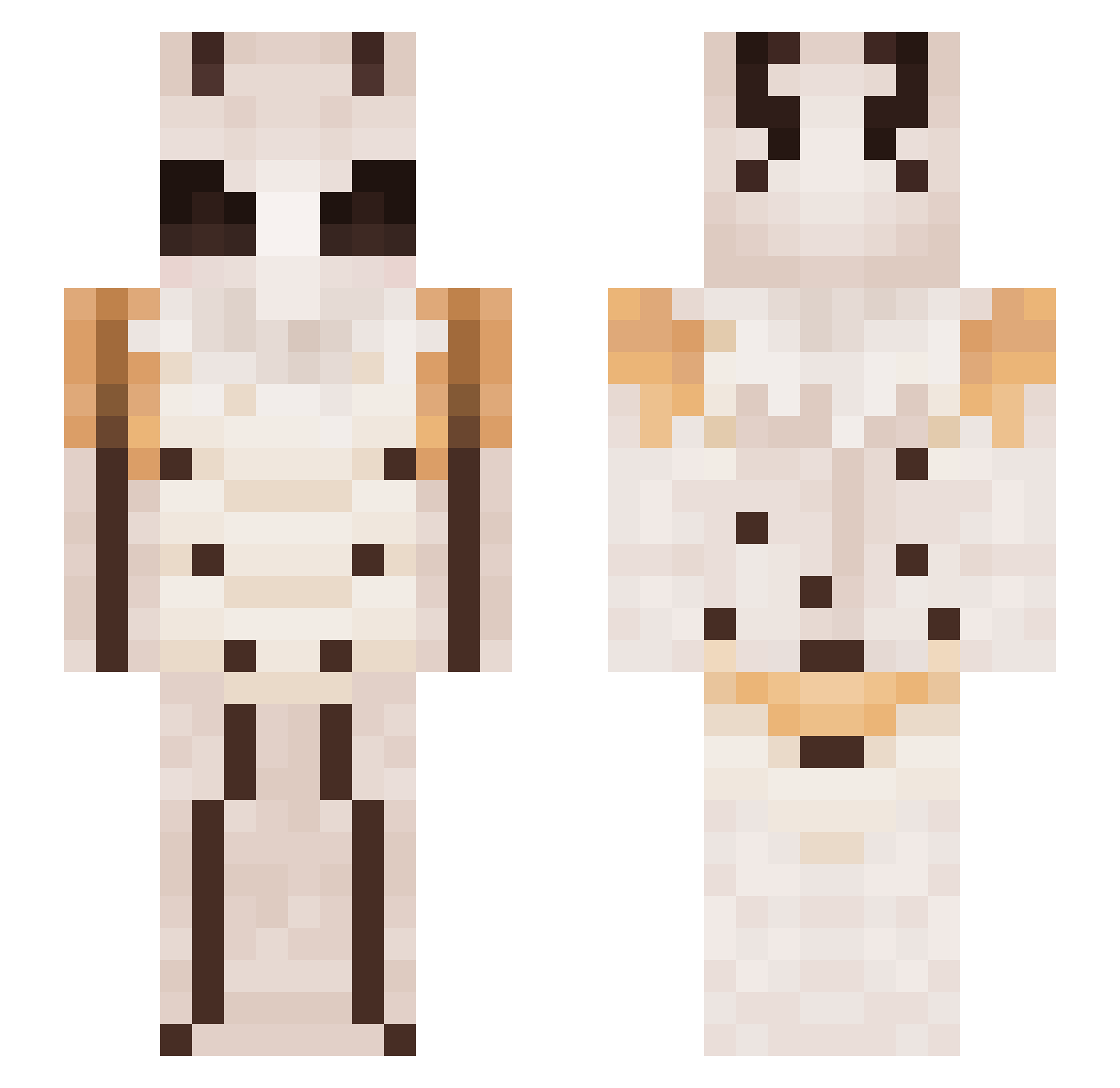 MrPanTostado Minecraft skin, front and back view