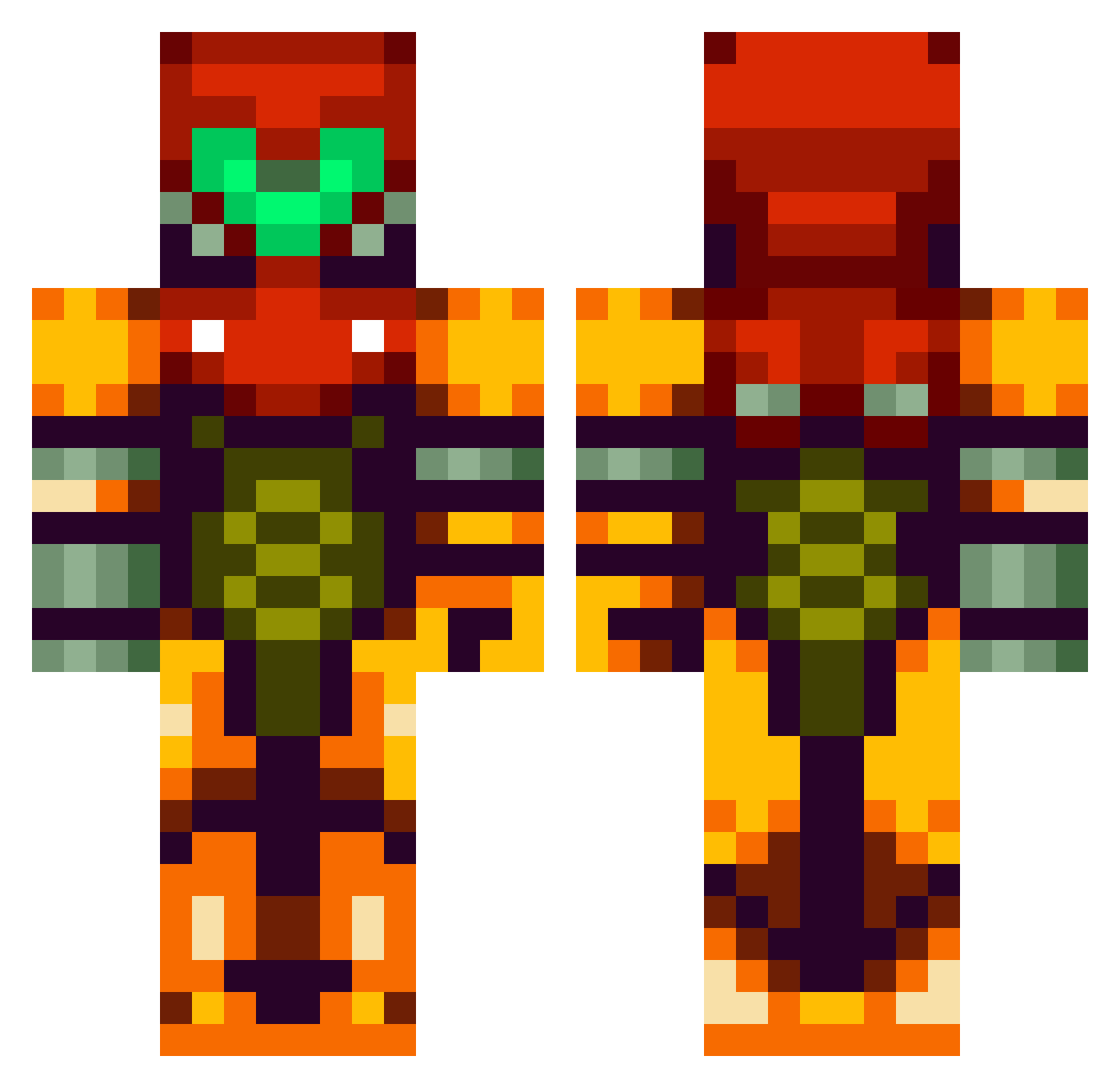 CaptainDBA Minecraft skin, front and back view