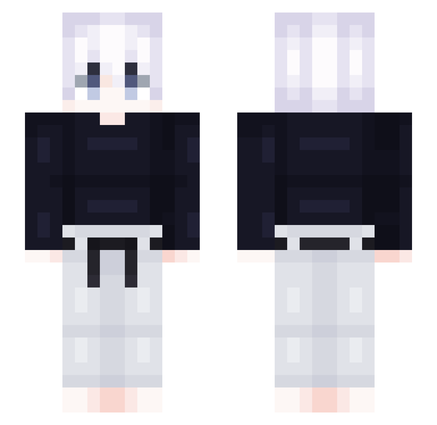 Zweasx Minecraft skin, front and back view