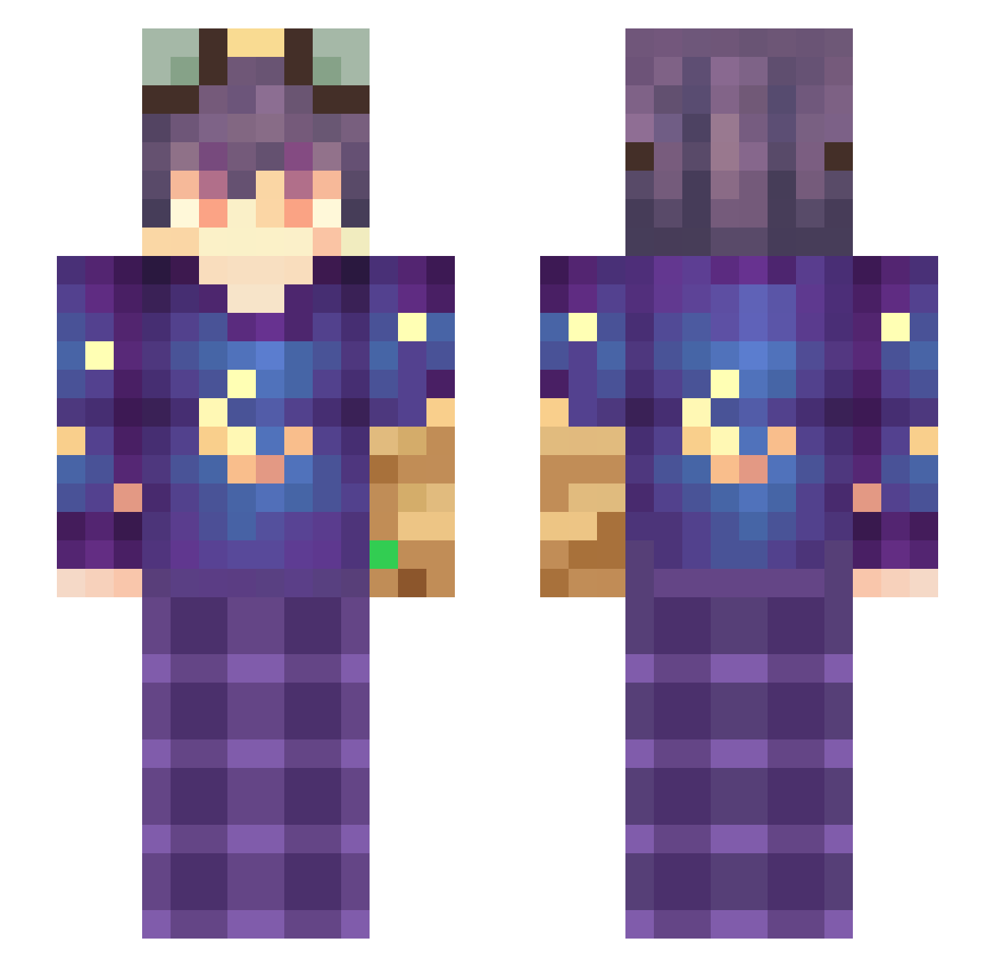 iYuless Minecraft skin, front and back view