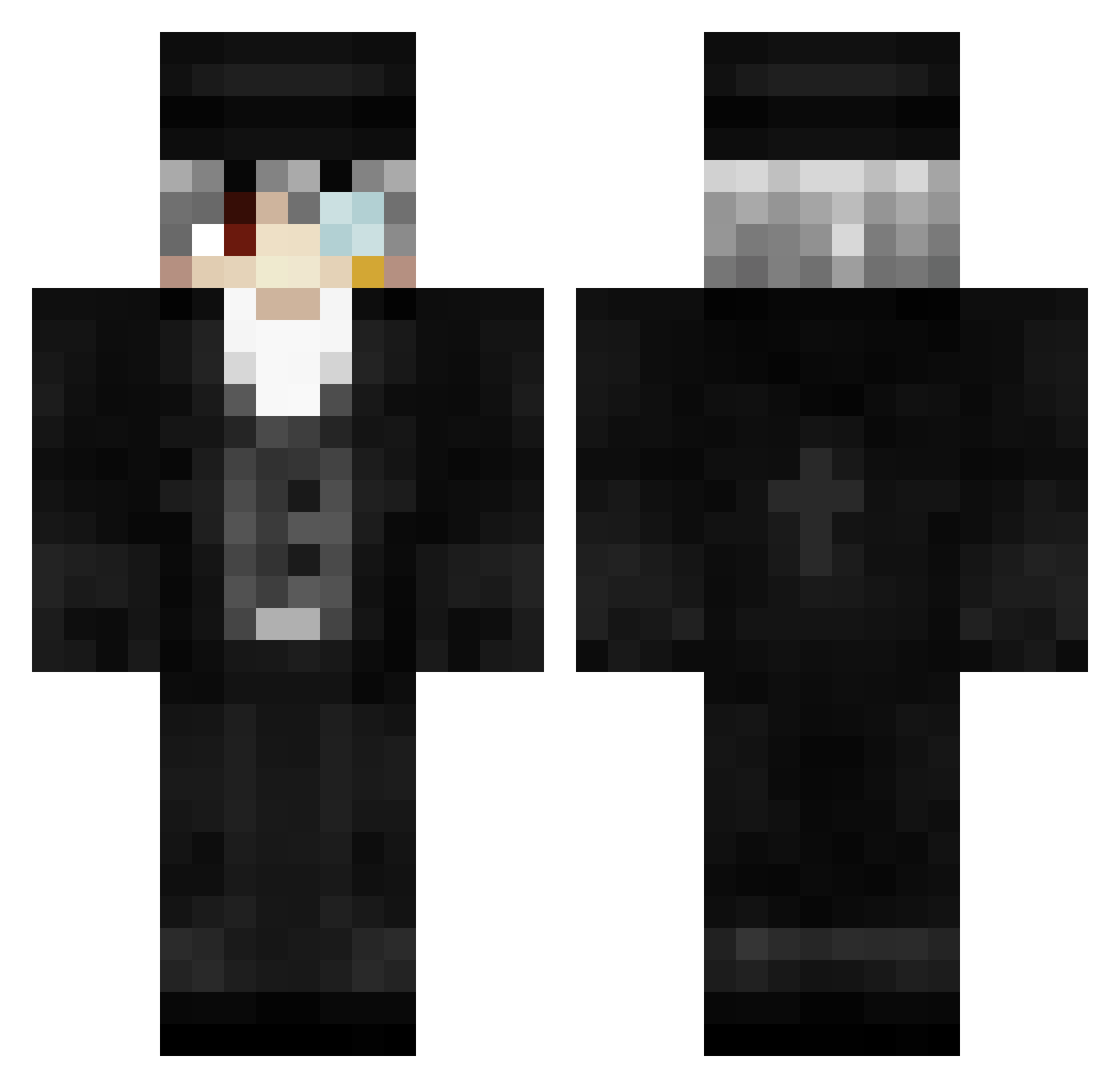 Colaps666 Minecraft skin, front and back view