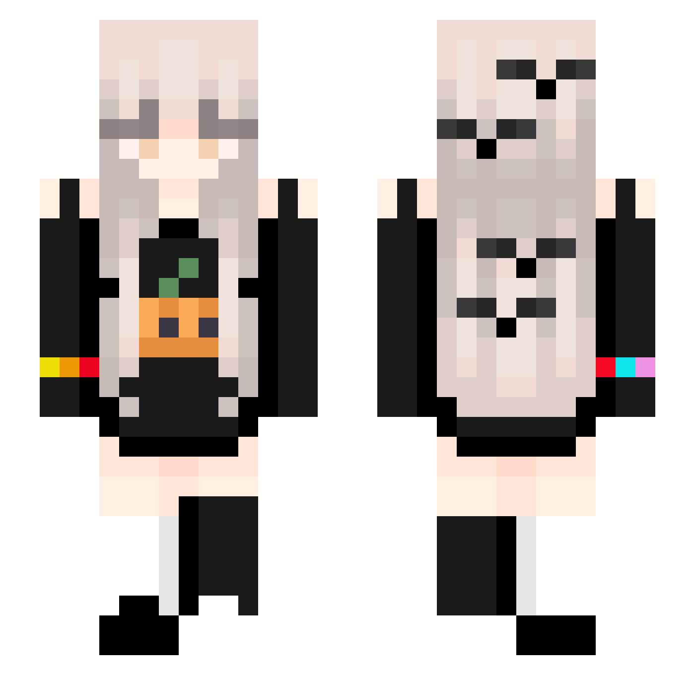 LuxannaLux Minecraft skin, front and back view