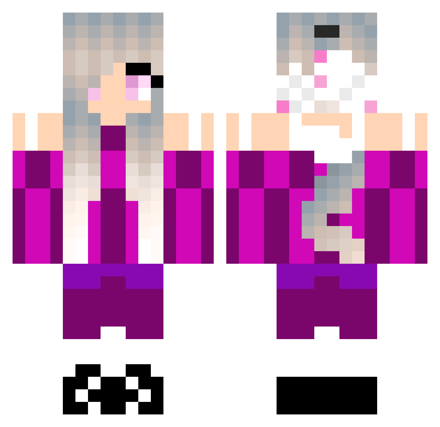 The_reploid Minecraft skin, front and back view