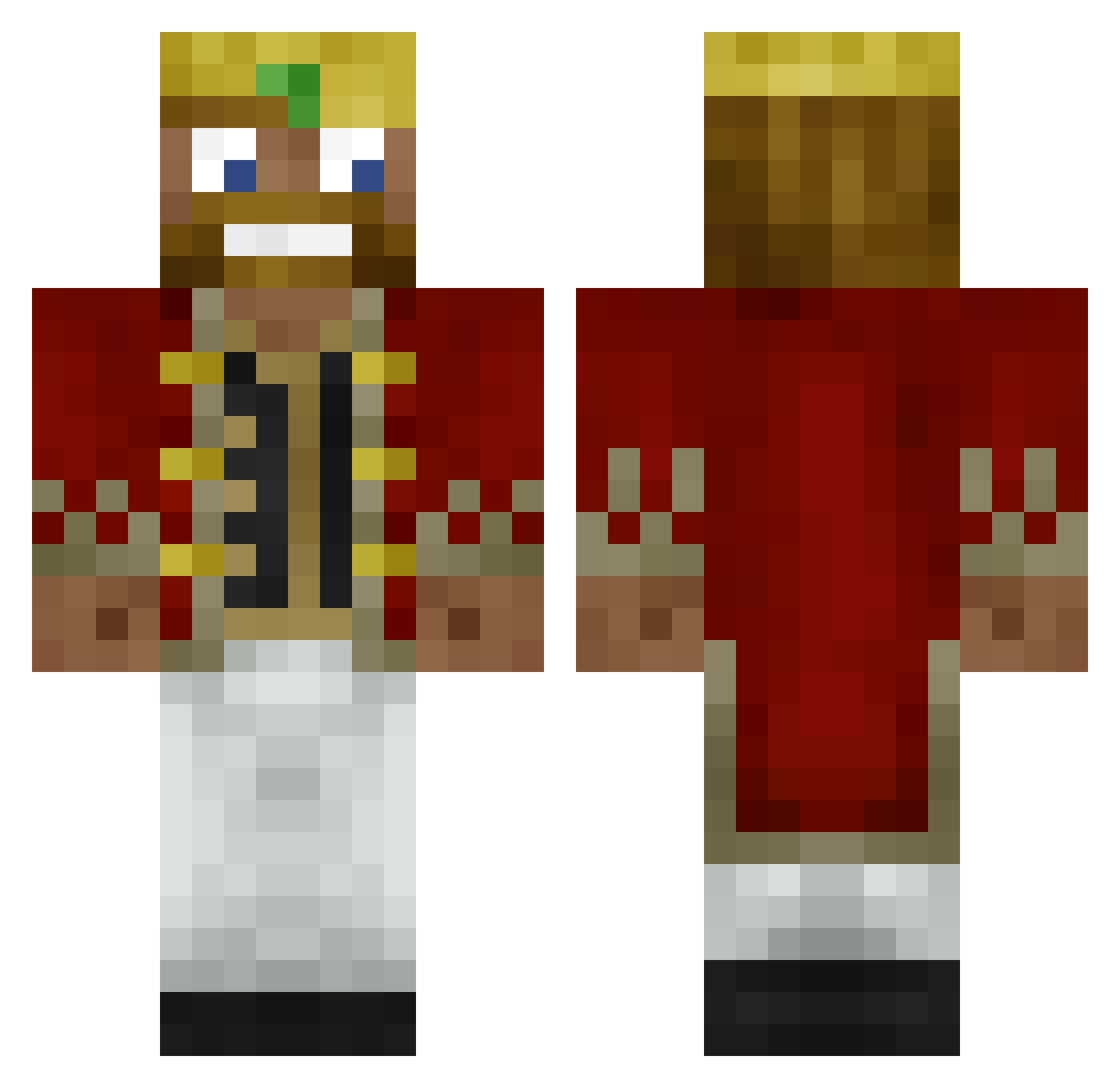 Kcal Minecraft skin, front and back view