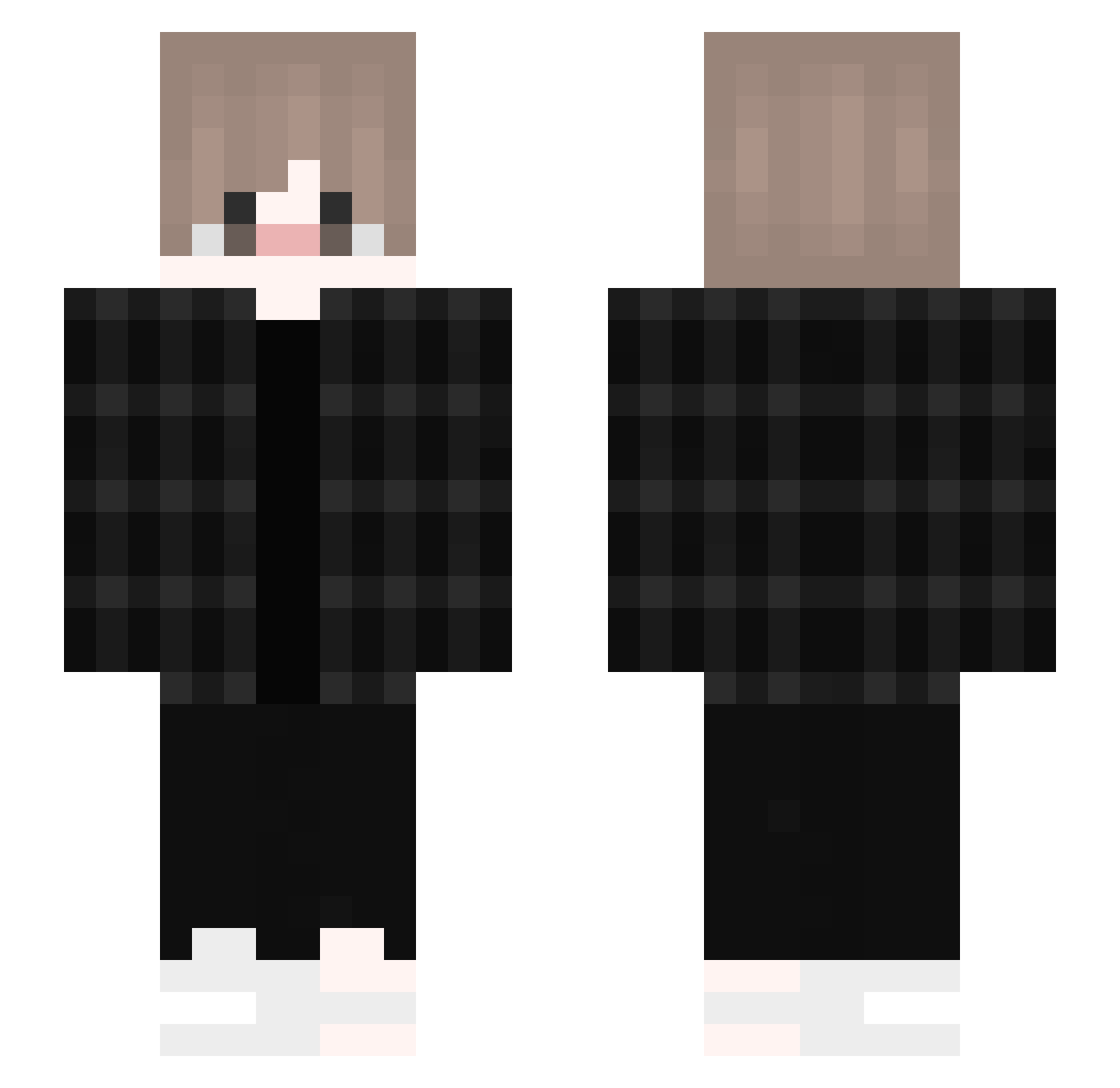QReady Minecraft skin, front and back view