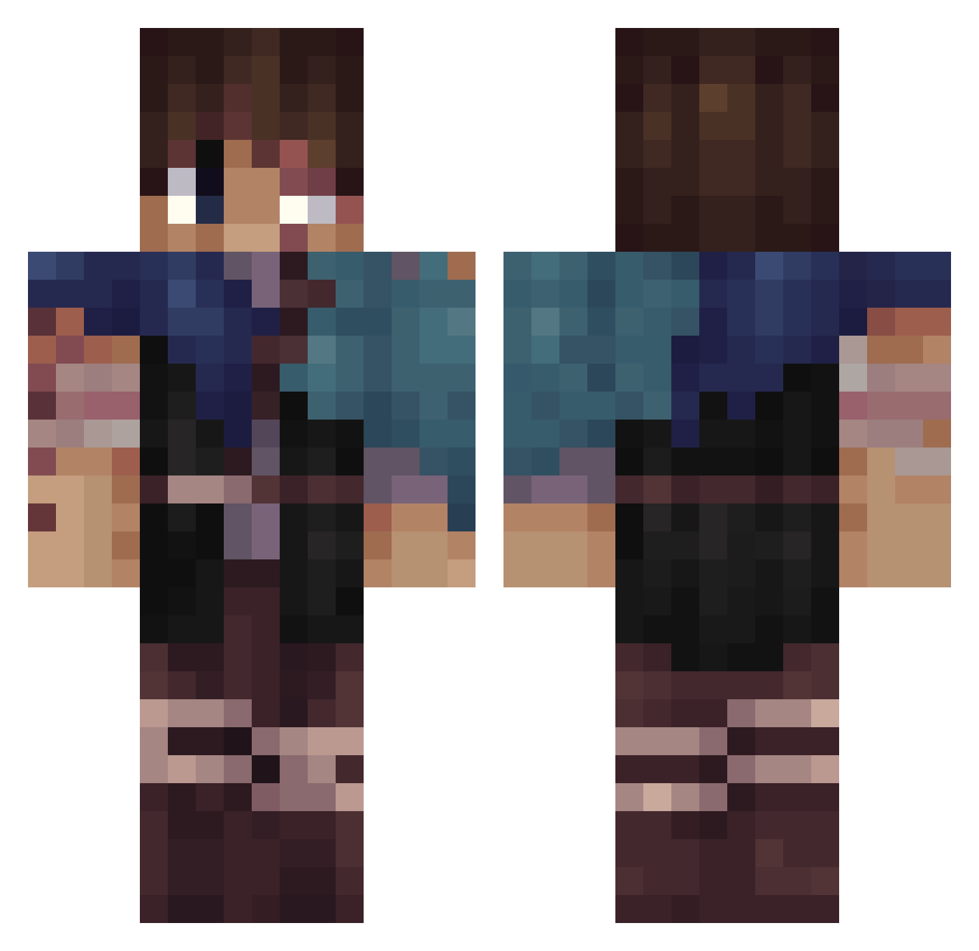 hallowdOne Minecraft skin, front and back view