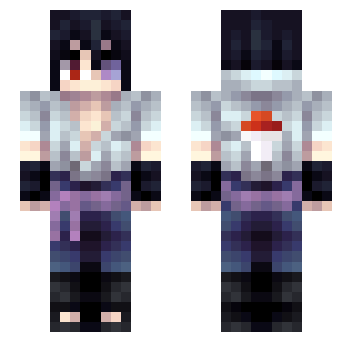 UnknownnART Minecraft skin, front and back view