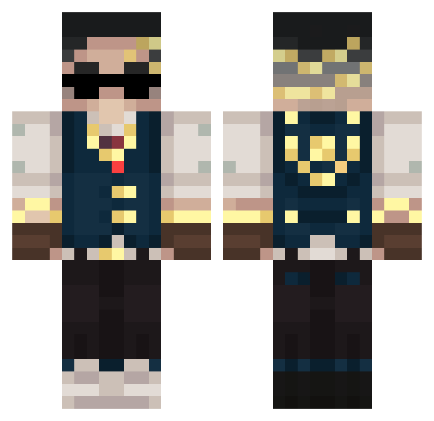 Tomicamica Minecraft skin, front and back view
