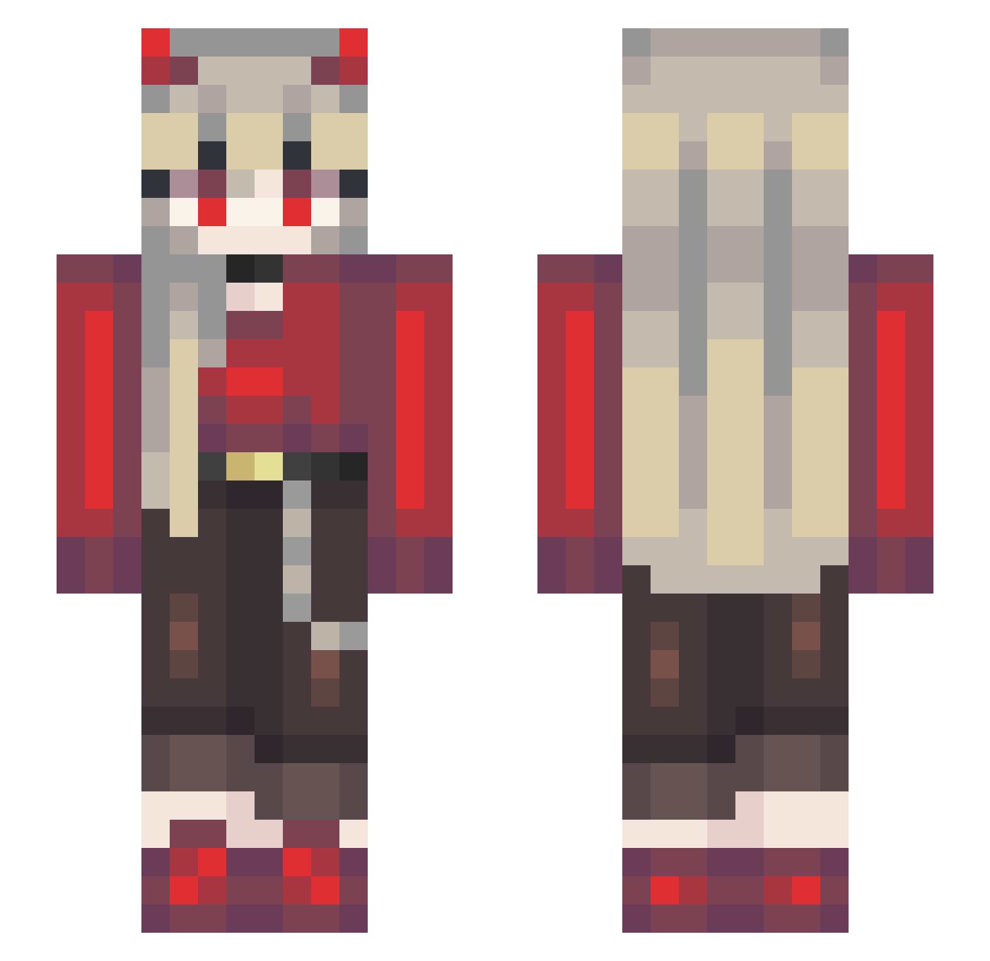 shinoa001 Minecraft skin, front and back view