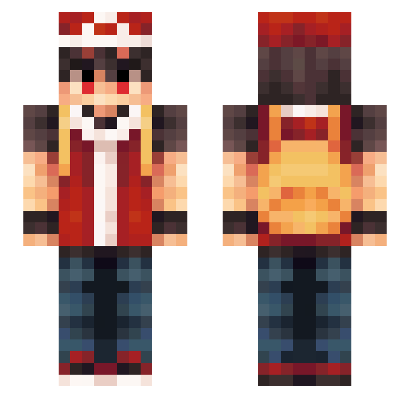 CaptainDwarf Minecraft skin, front and back view