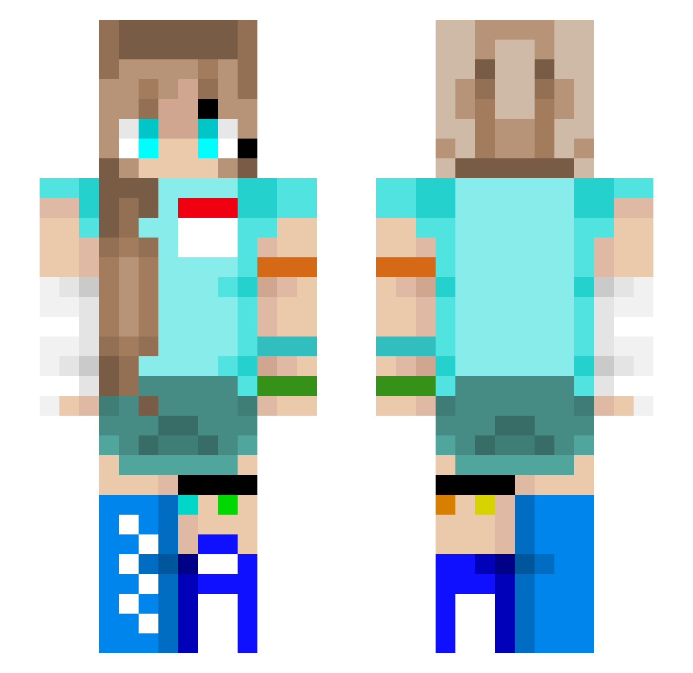 Safaraa Minecraft skin, front and back view