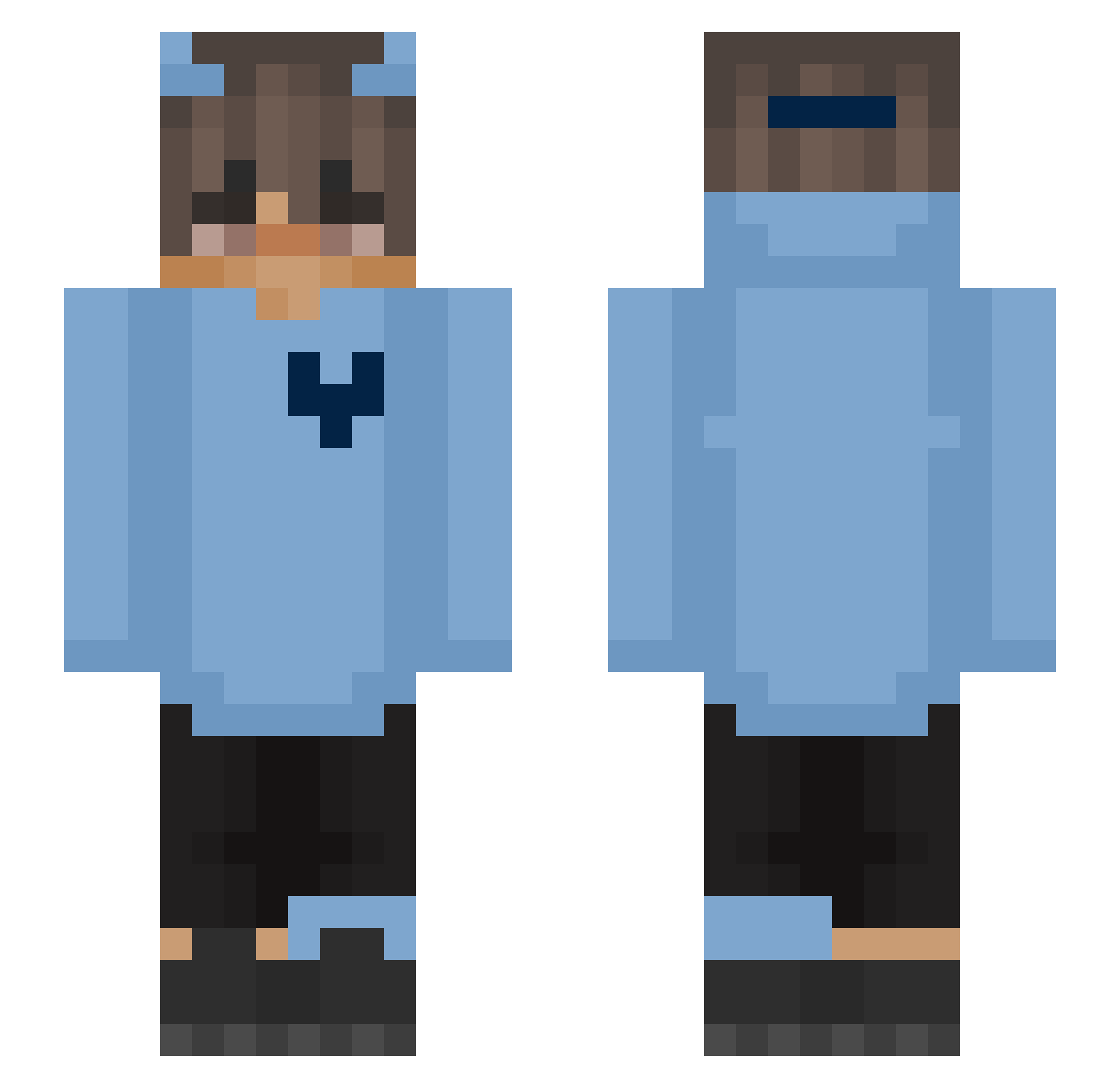 Stonehoof Minecraft skin, front and back view