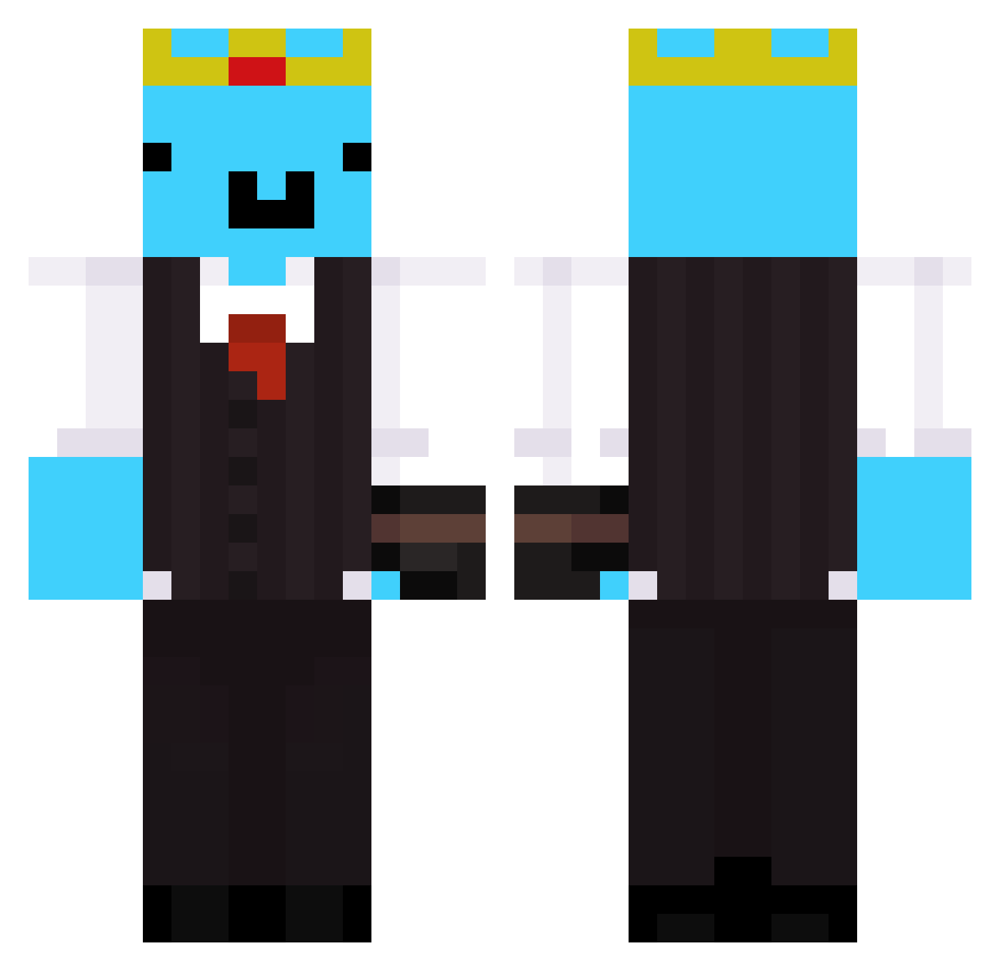 Afixity Minecraft skin, front and back view