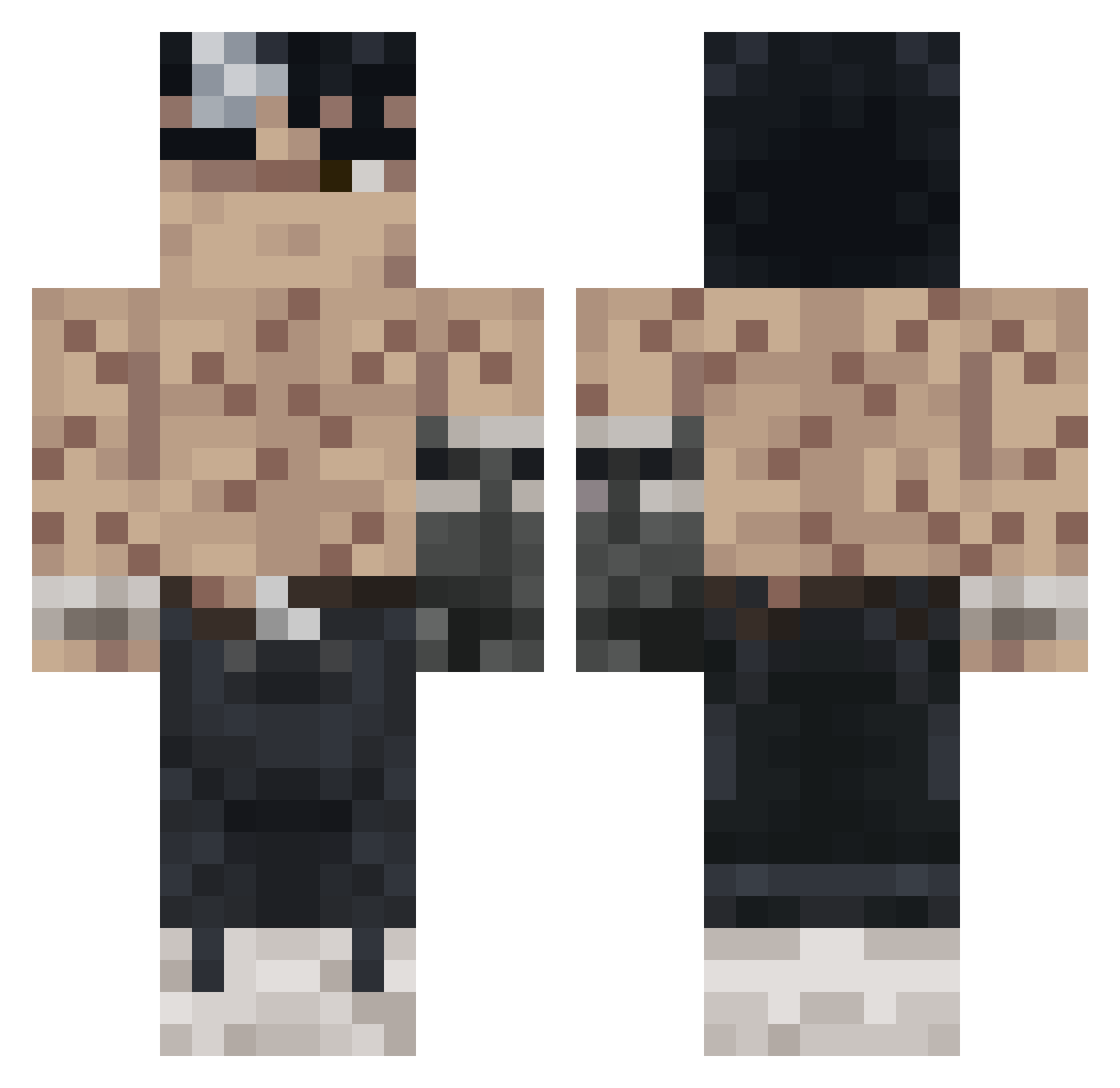 mocoseco Minecraft skin, front and back view