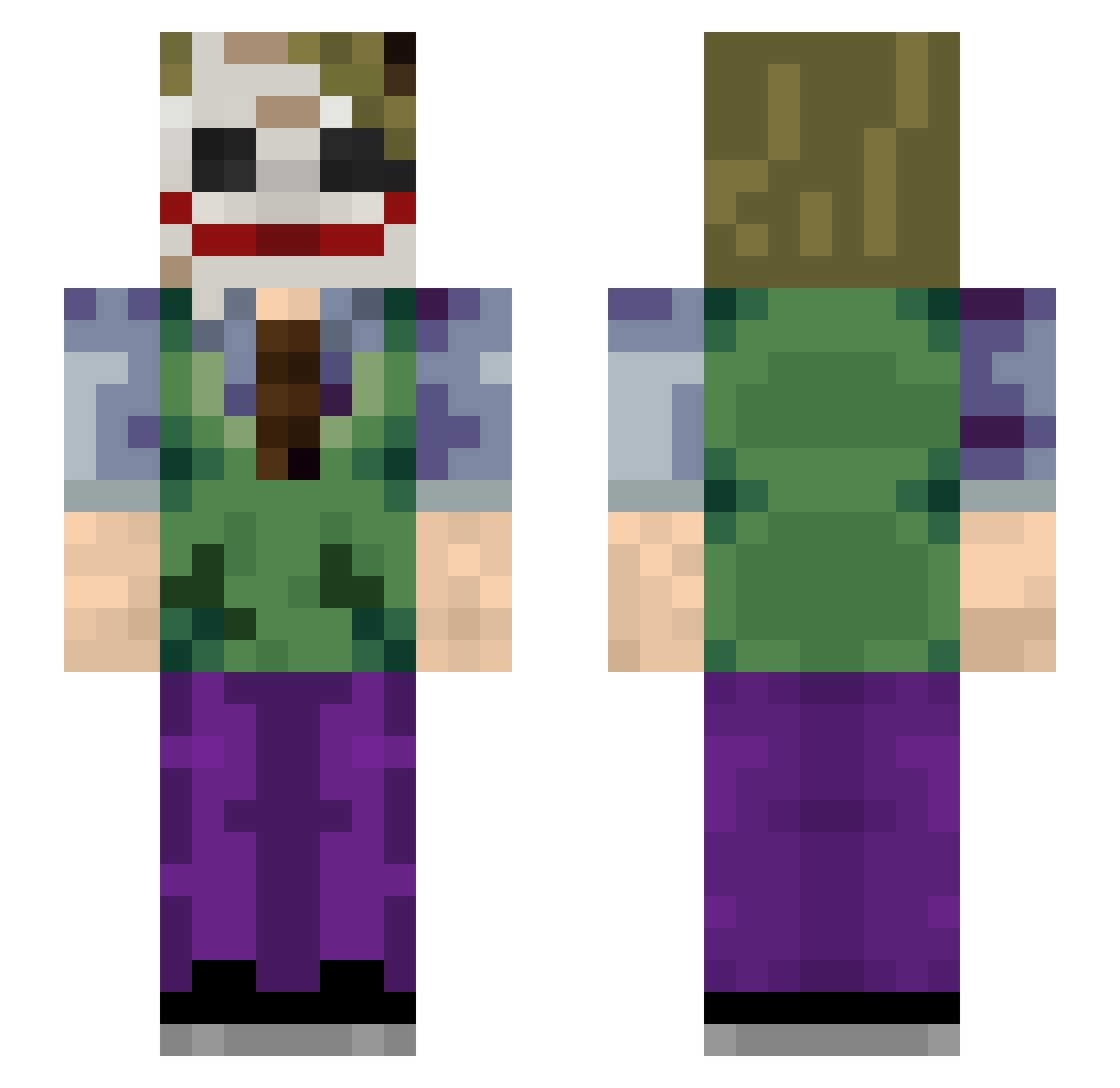 SconterX Minecraft skin, front and back view