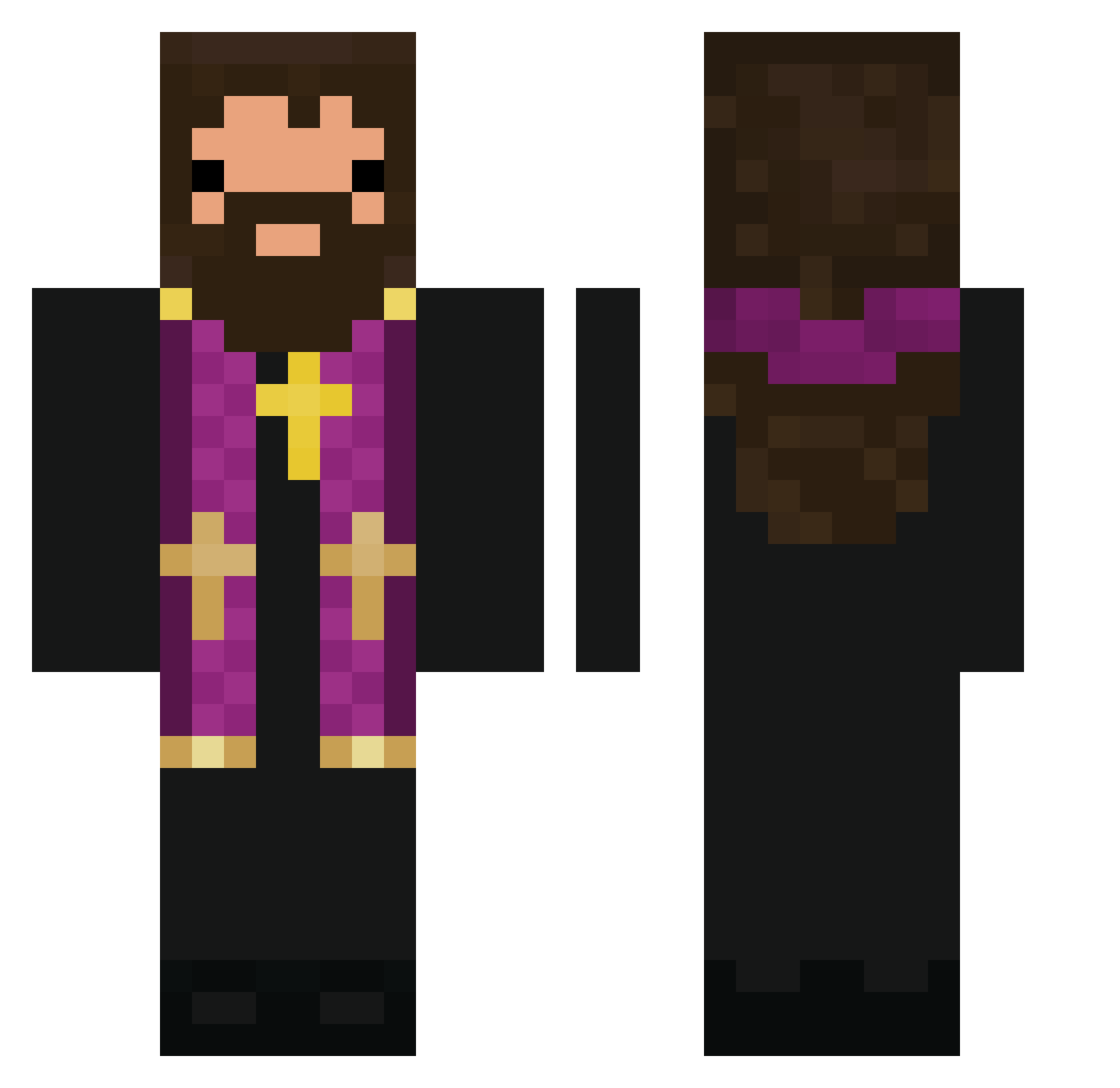 Fishishere Minecraft skin, front and back view