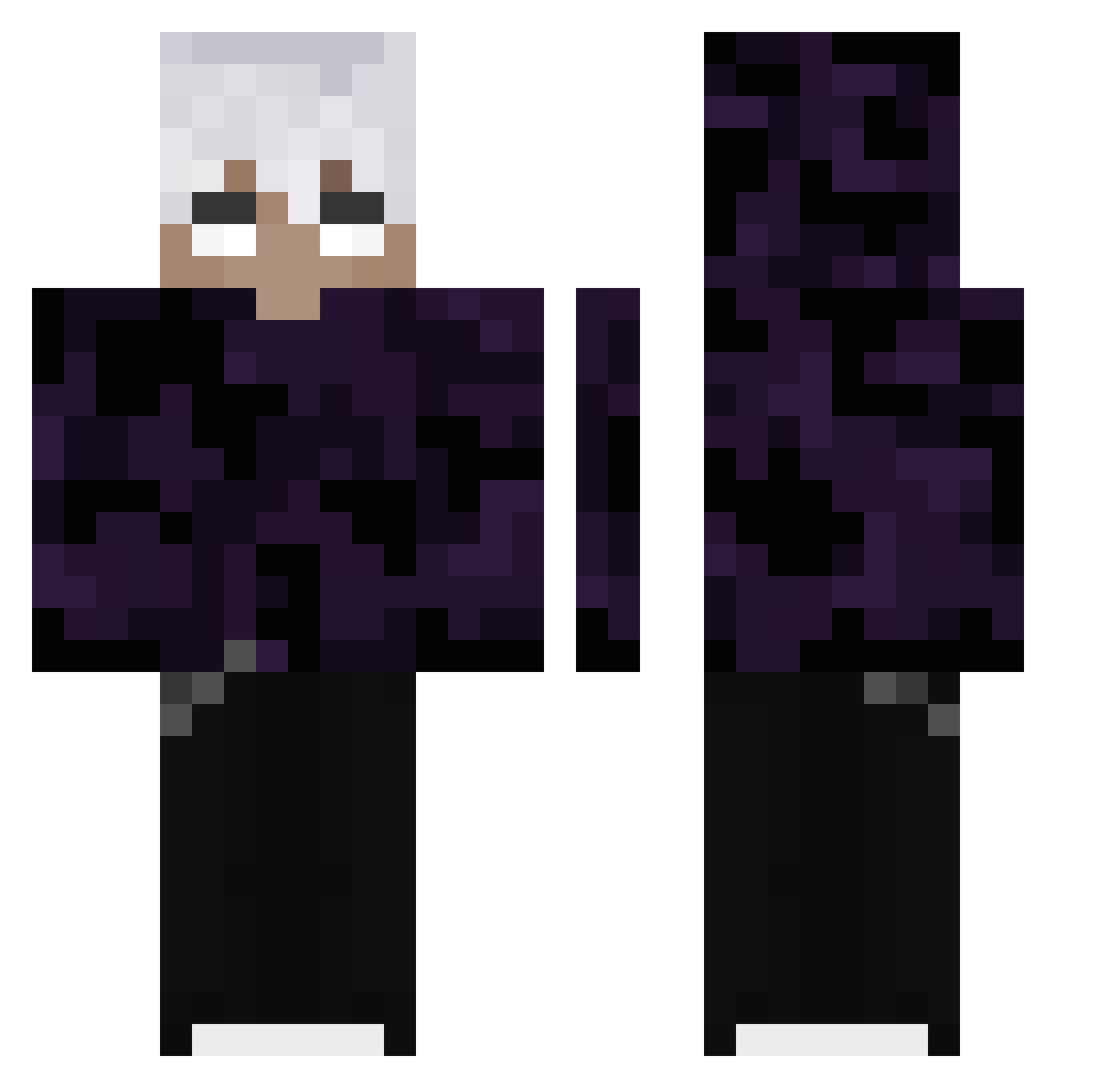 PumpkinSkeleton Minecraft skin, front and back view
