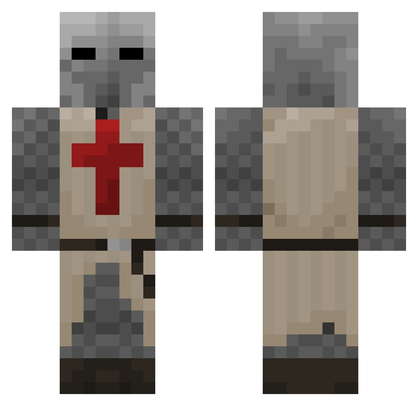 necrothicc Minecraft skin, front and back view