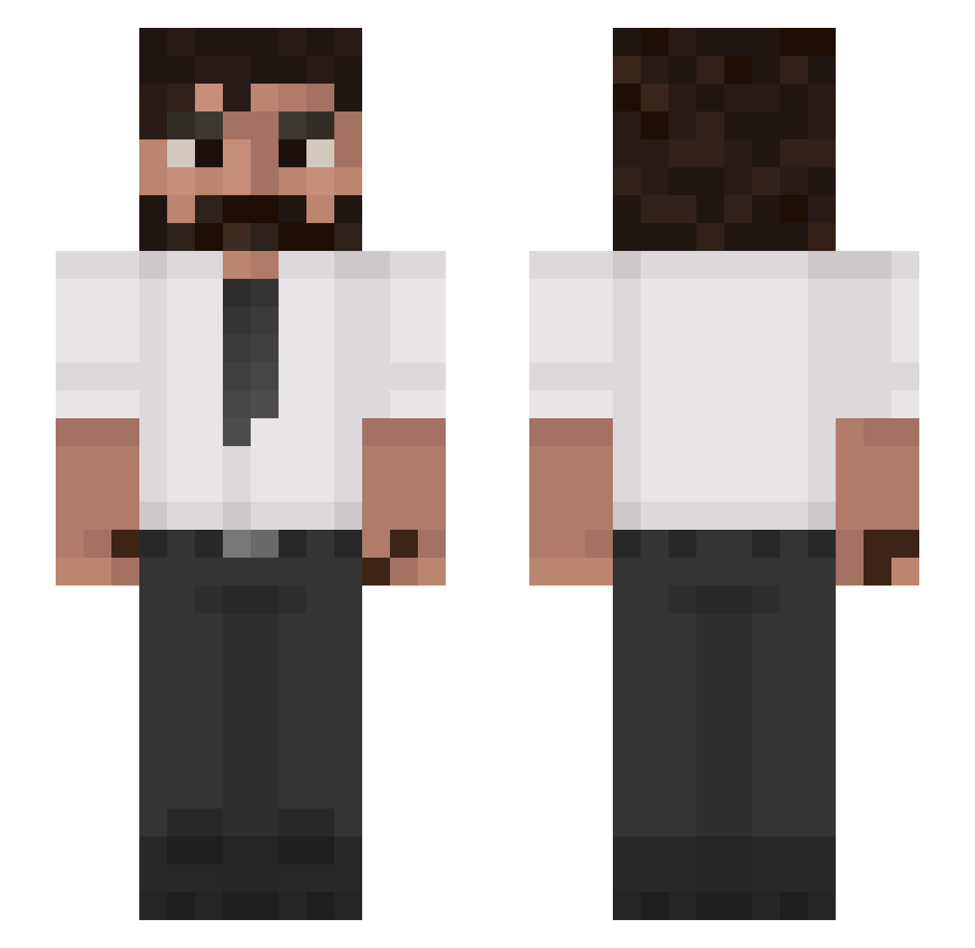 PalmNor Minecraft skin, front and back view