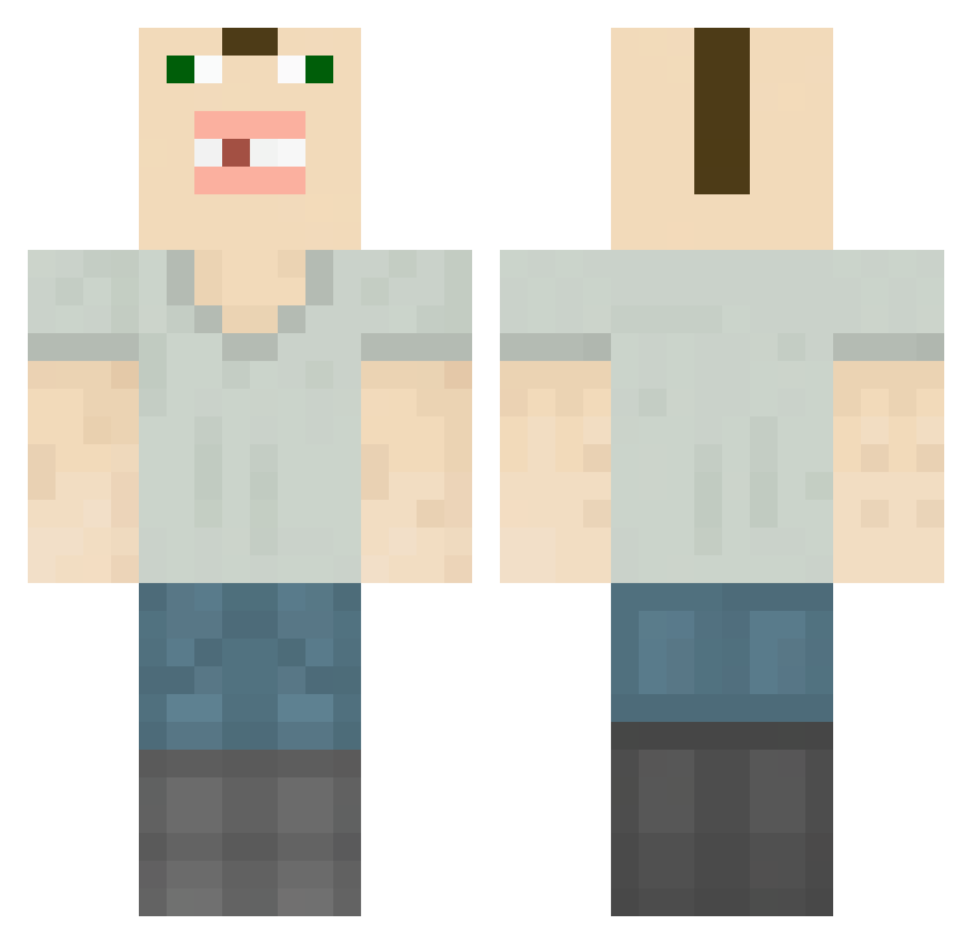 0Buf Minecraft skin, front and back view