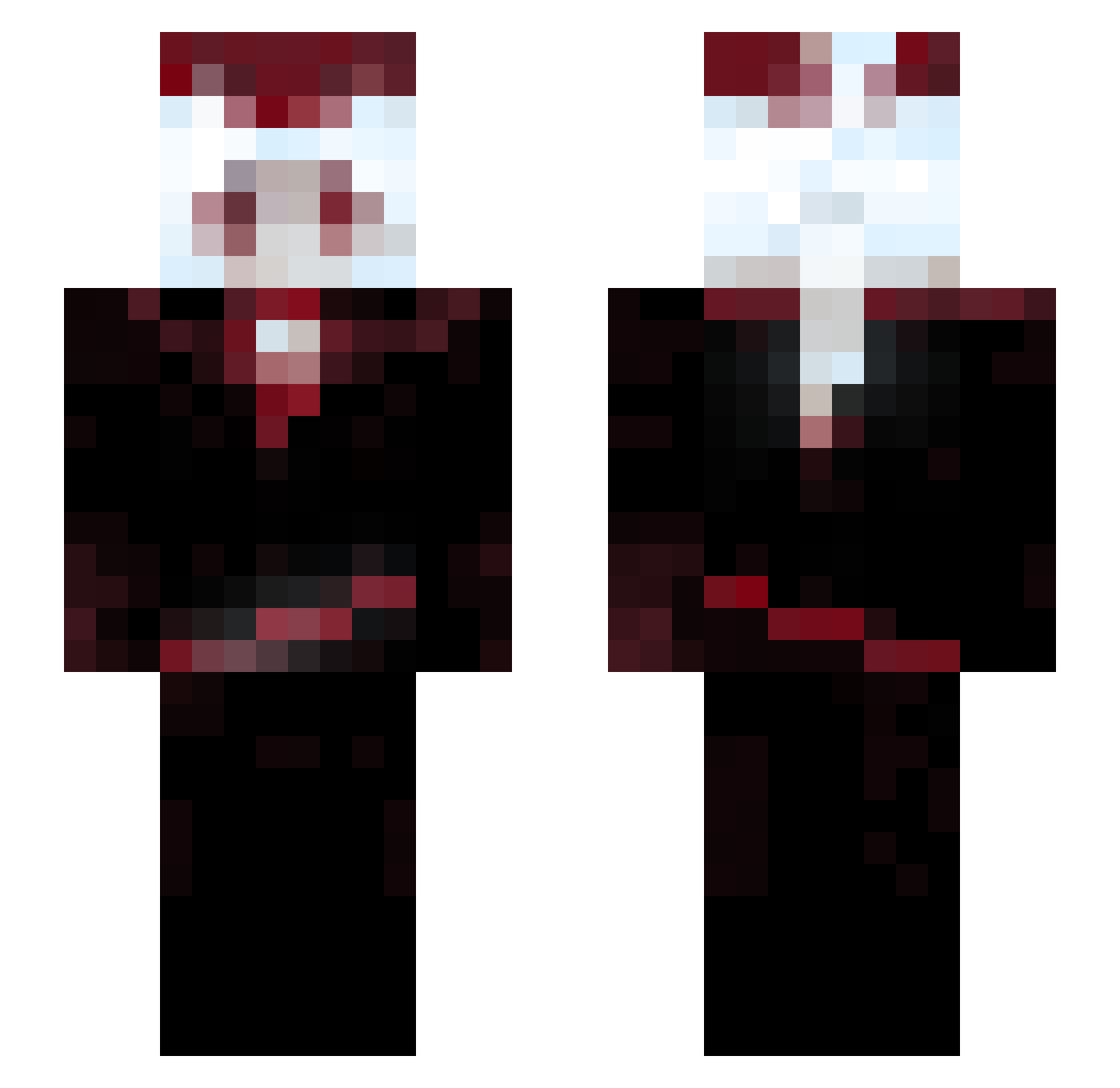 mdiN Minecraft skin, front and back view