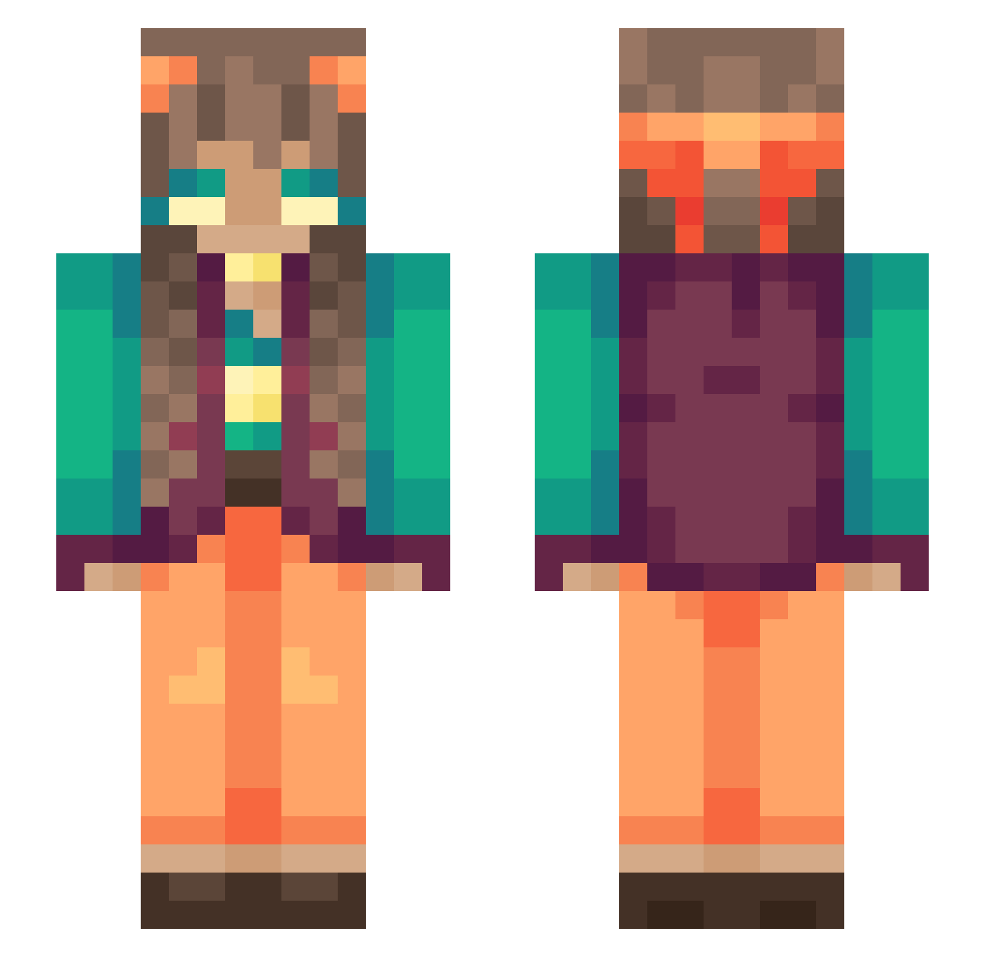 wiltingsunburst Minecraft skin, front and back view