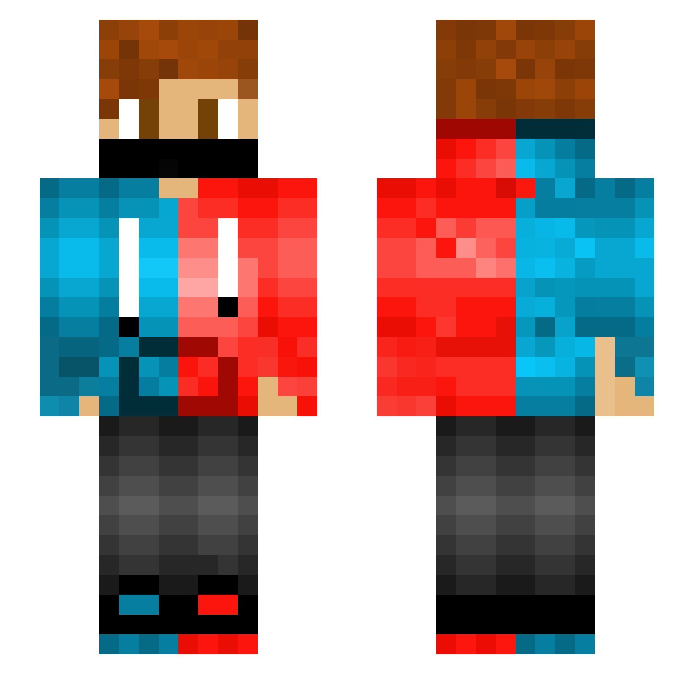 Reching_Bahl Minecraft skin, front and back view