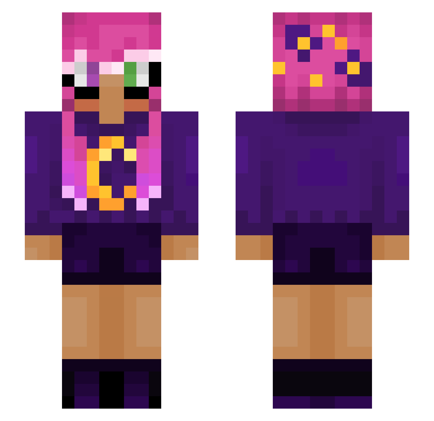 Slushisquid124 Minecraft skin, front and back view