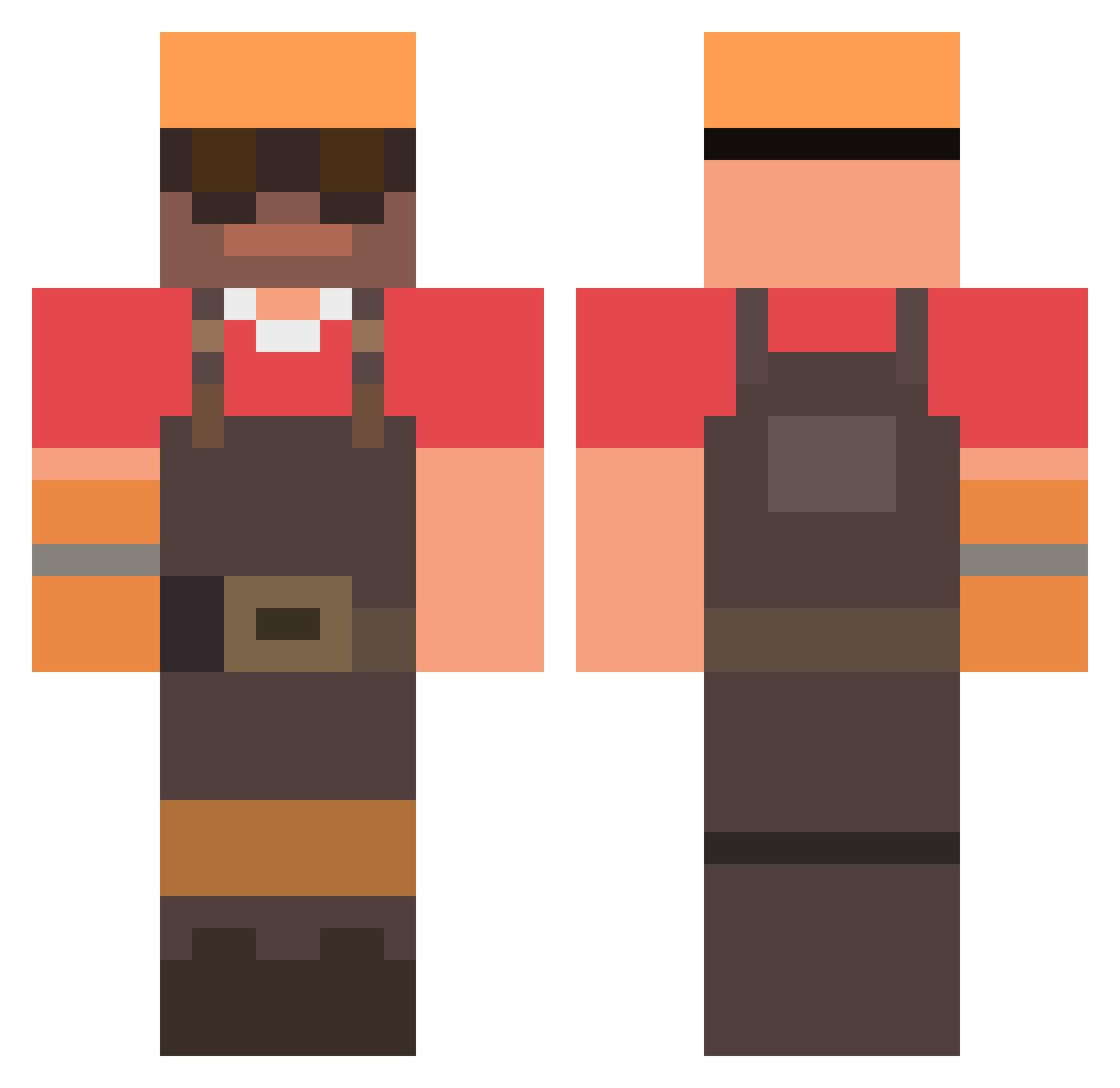 klbnv Minecraft skin, front and back view