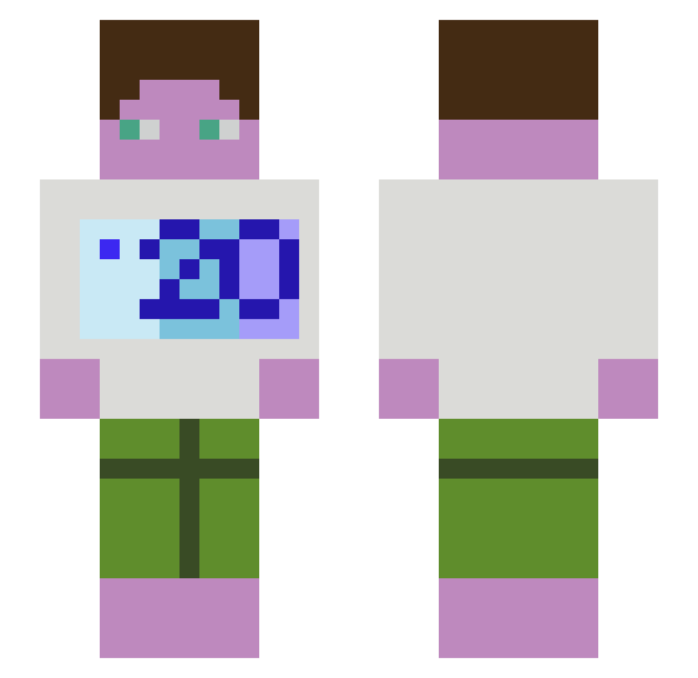 zwamboDennis Minecraft skin, front and back view