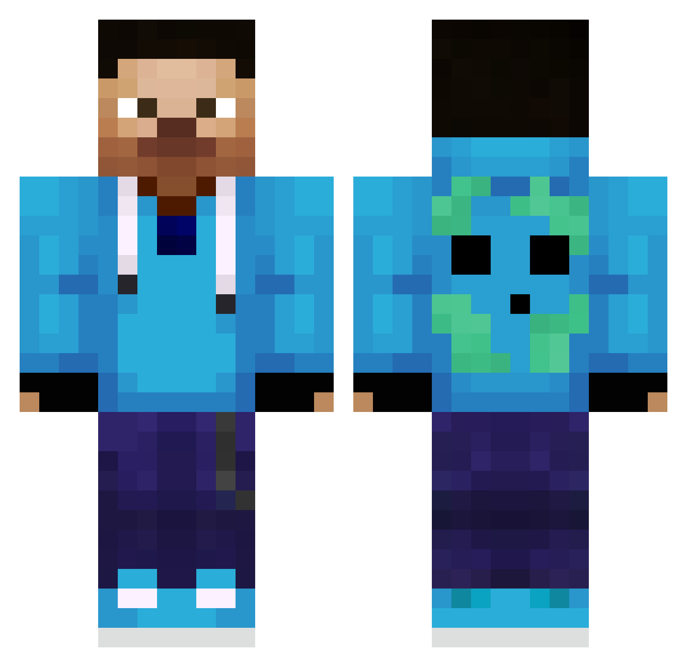 Rias43 Minecraft skin, front and back view