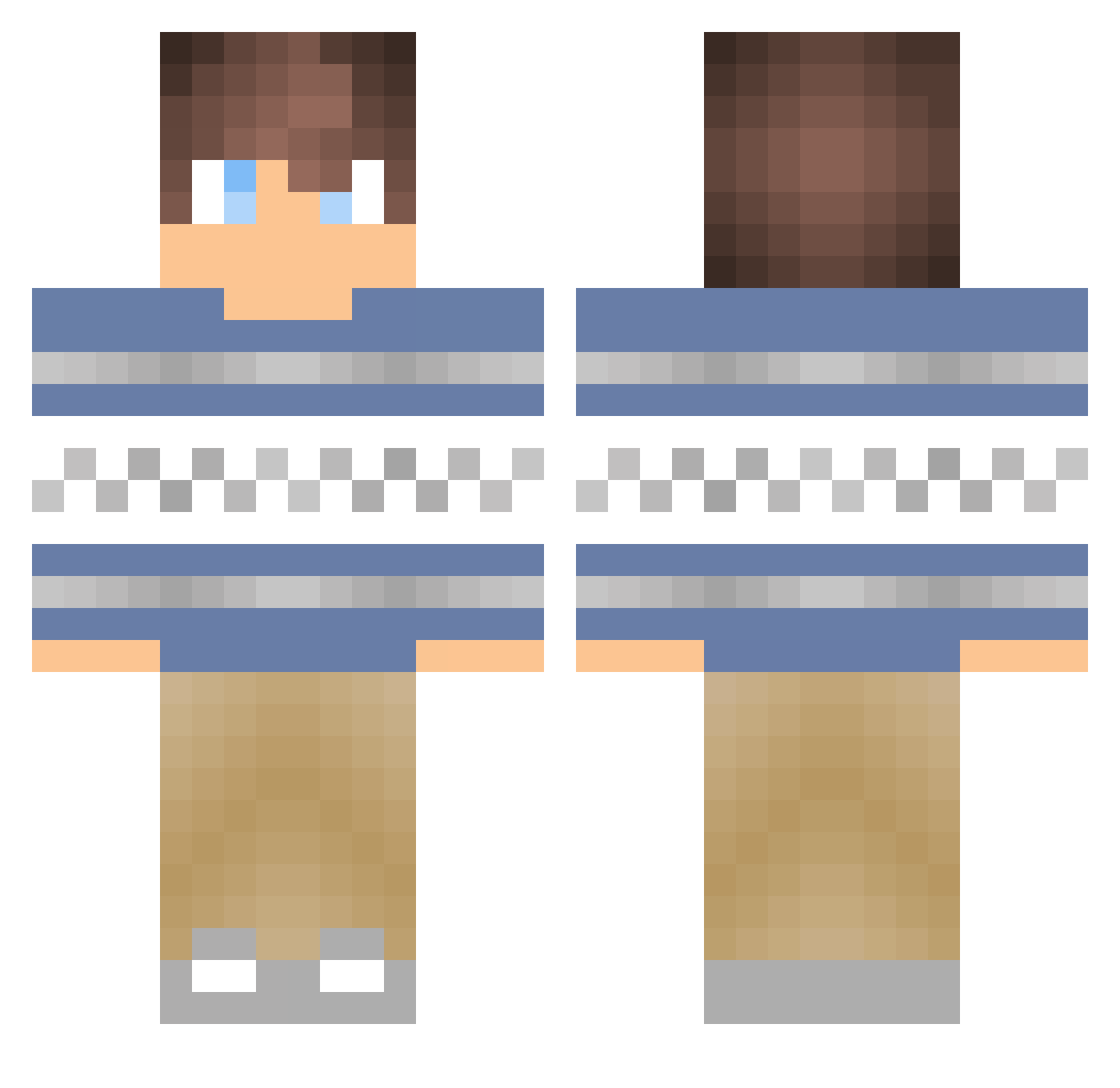 Spellings Minecraft skin, front and back view