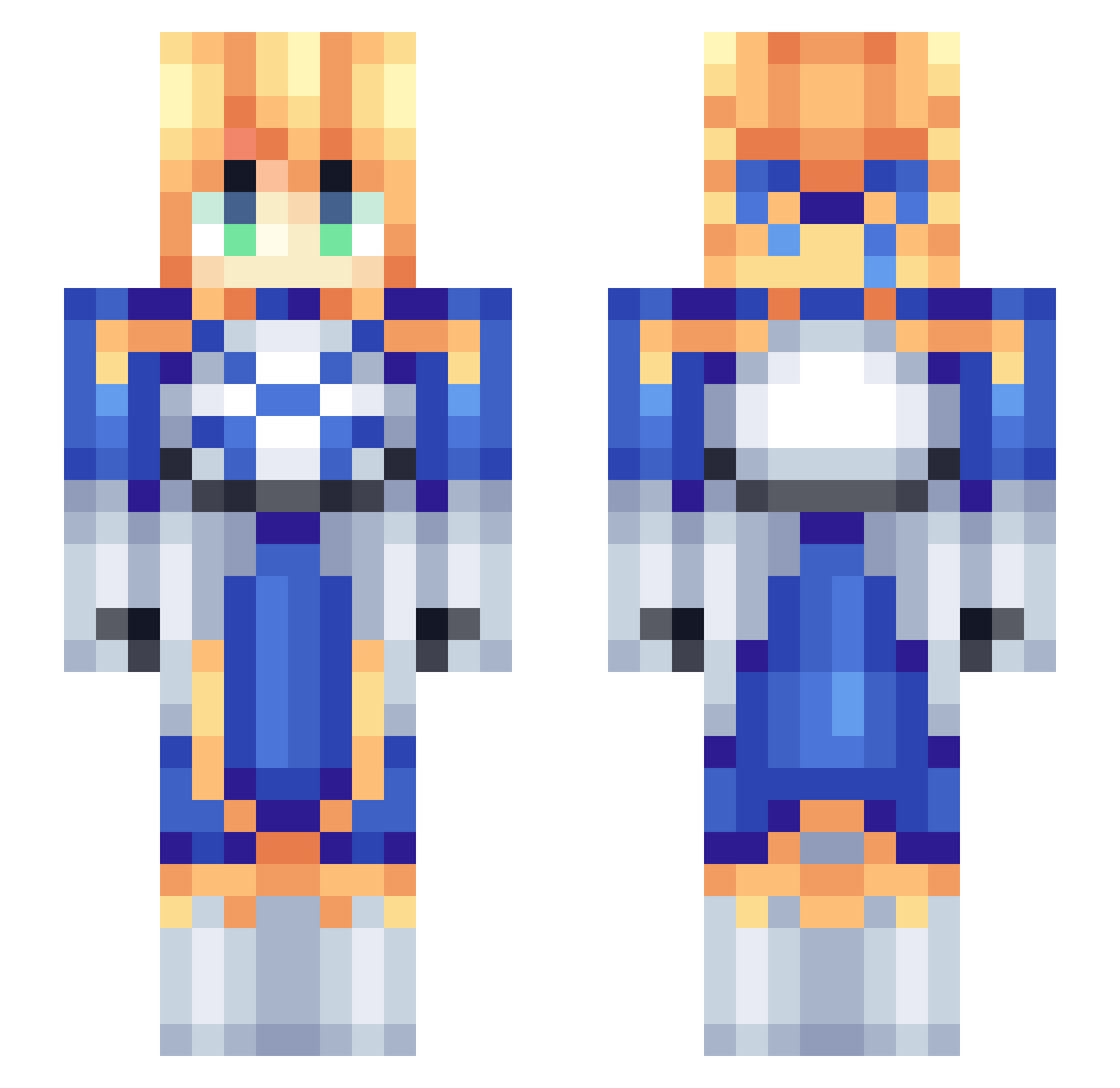 Athenaknight Minecraft skin, front and back view