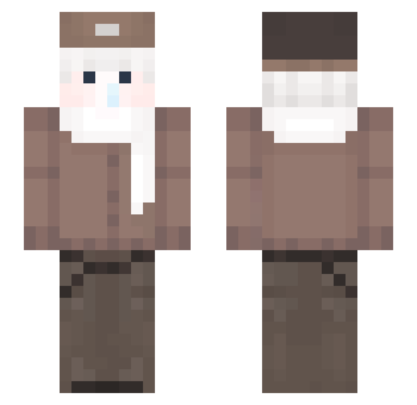 snowzle Minecraft skin, front and back view