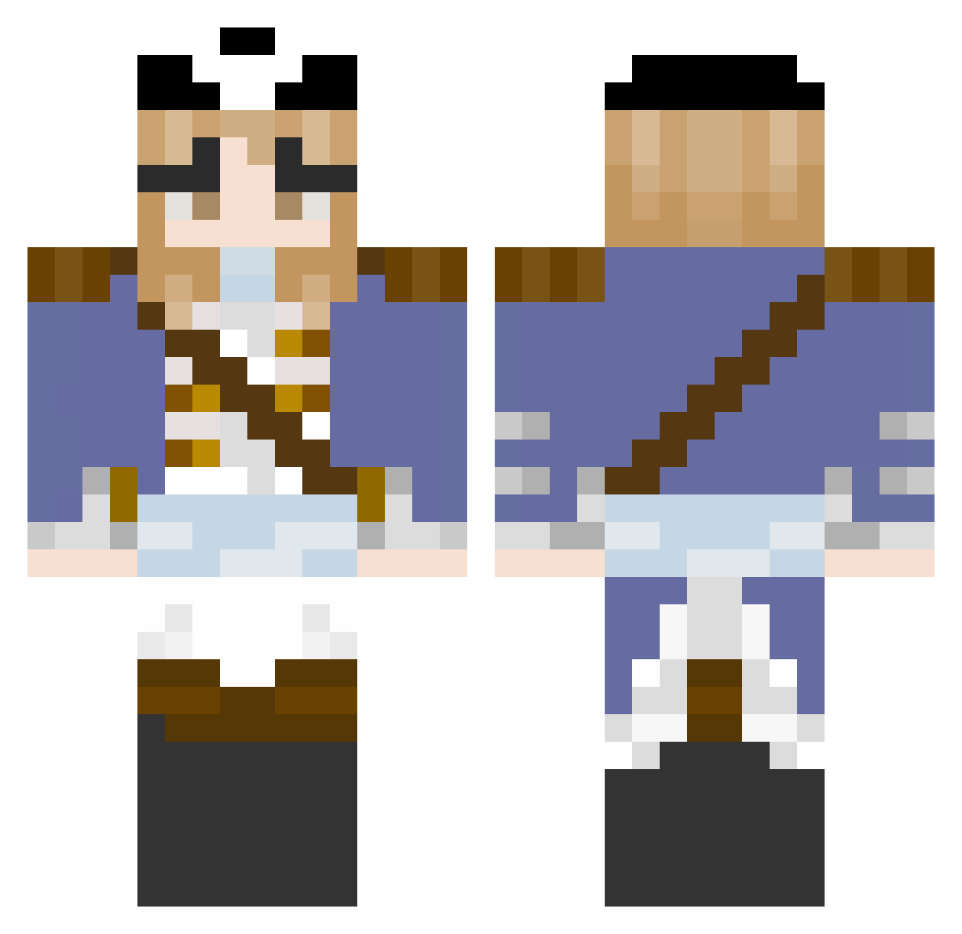 ByteBuddy Minecraft skin, front and back view