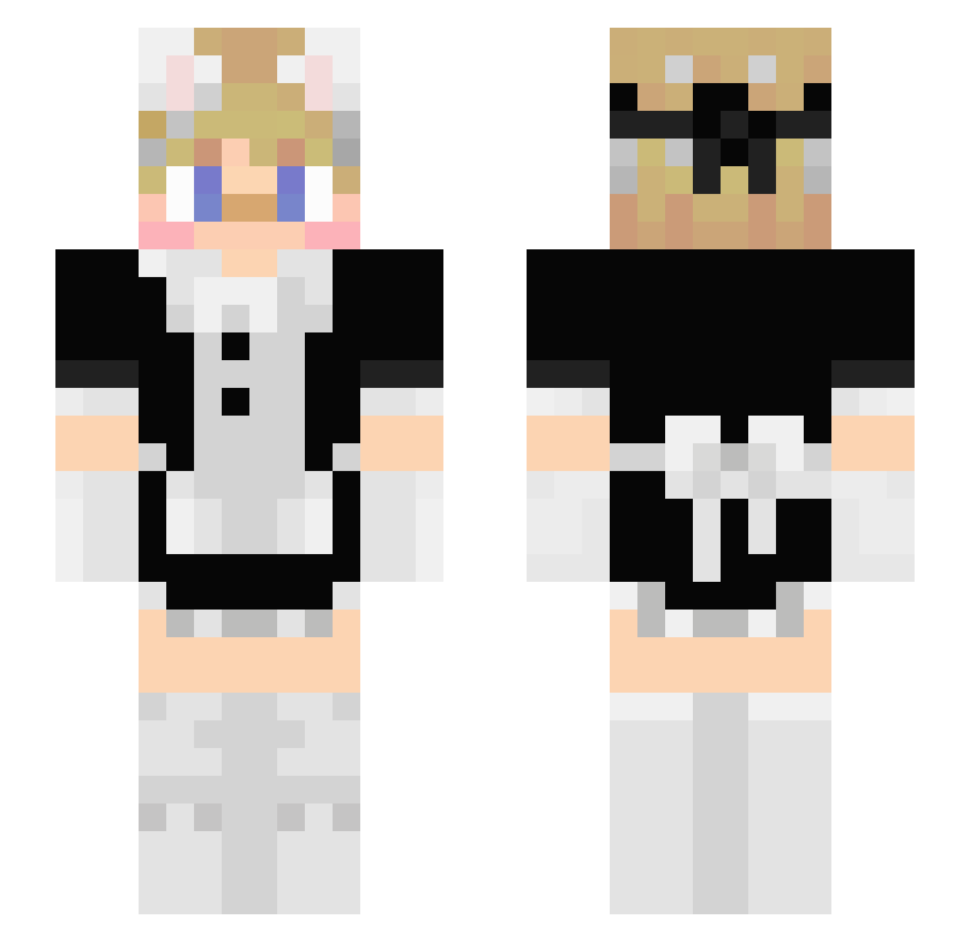 Flipp10 Minecraft skin, front and back view