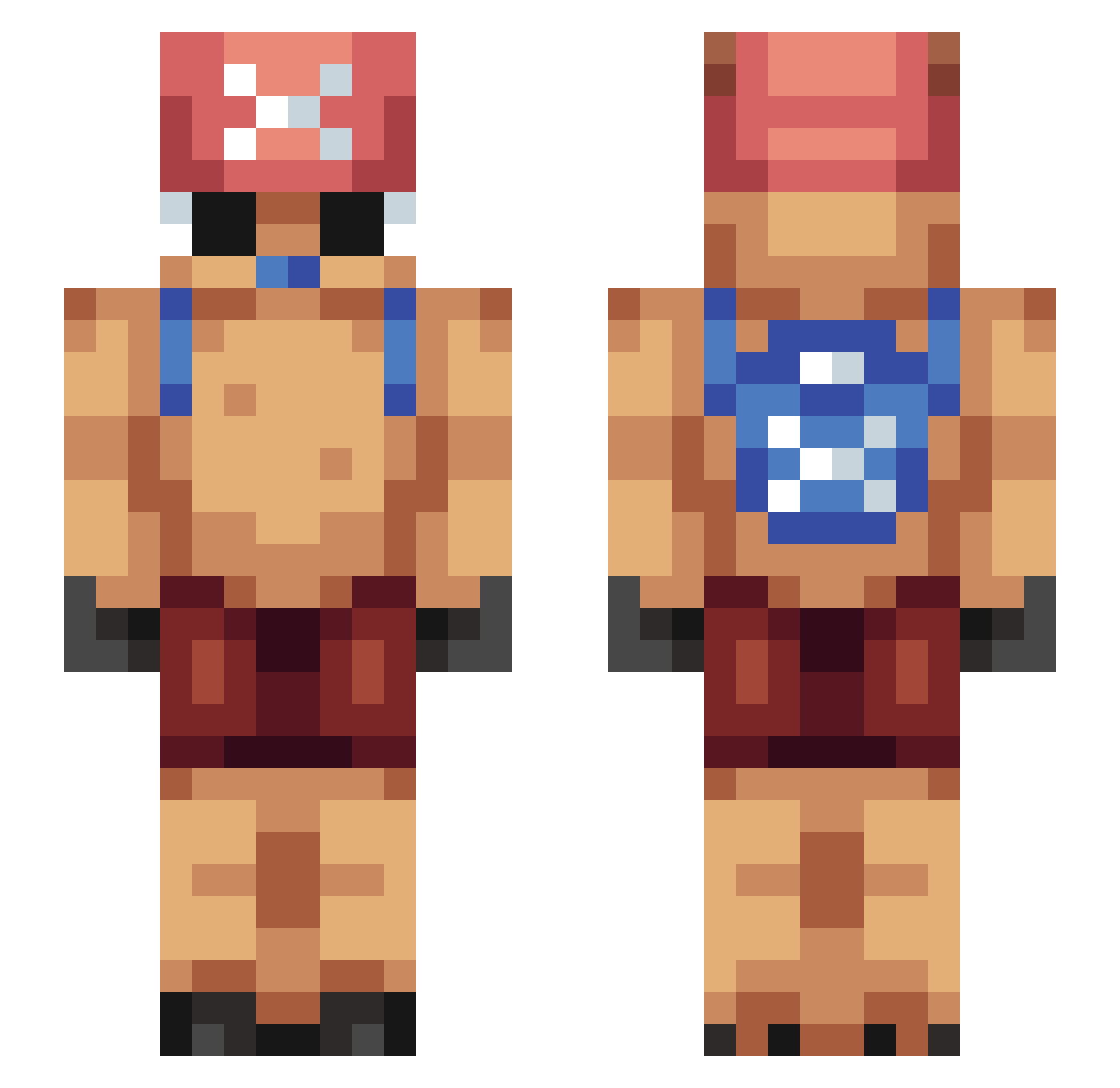 Oven_Hot Minecraft skin, front and back view