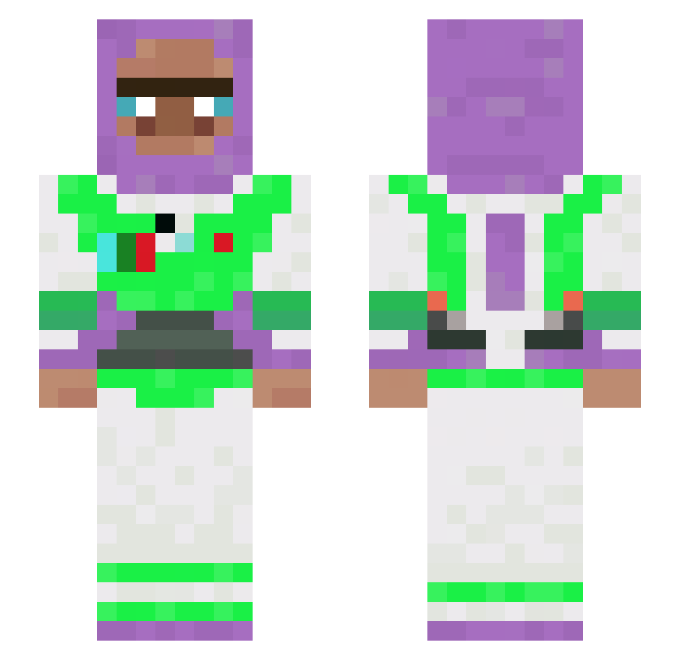 jjpanic Minecraft skin, front and back view