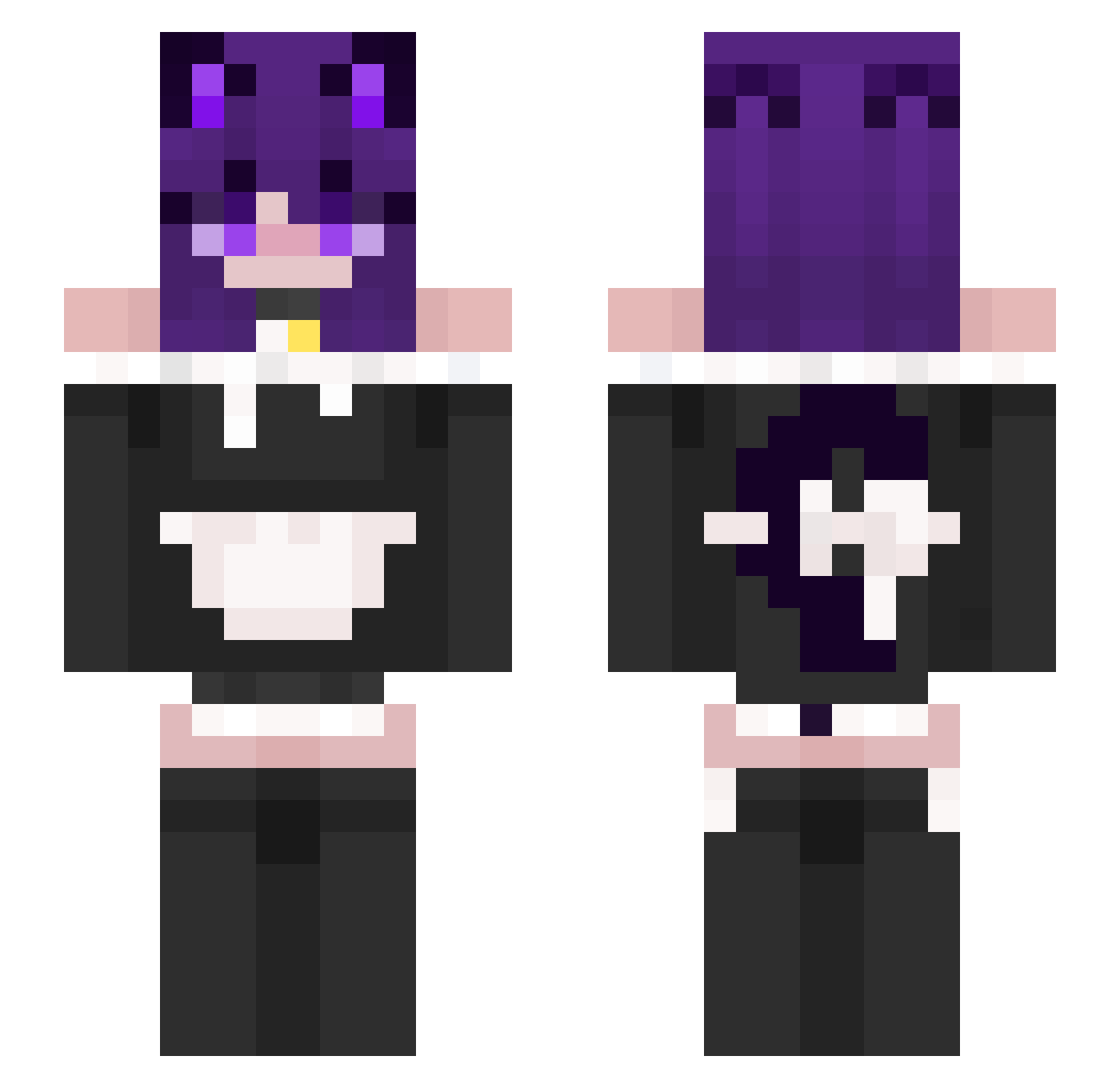 FemboyLutia Minecraft skin, front and back view